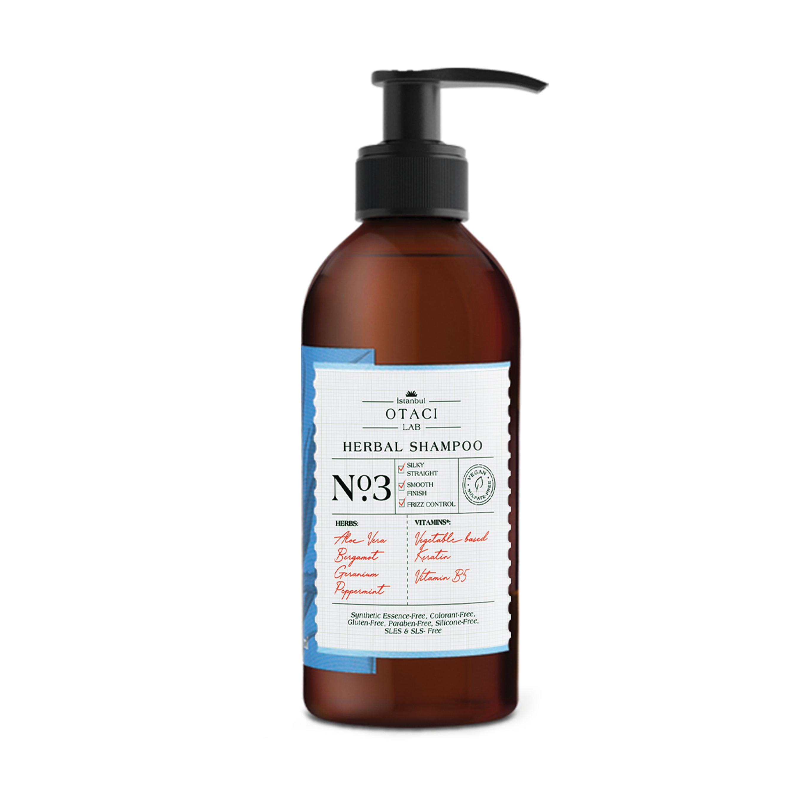 Otaci LAB No:3 Herbal Shampoo | Aloe Vera & Keratin – Frizz Control & Shine – 250ml product image – Herbal skincare by OTACI