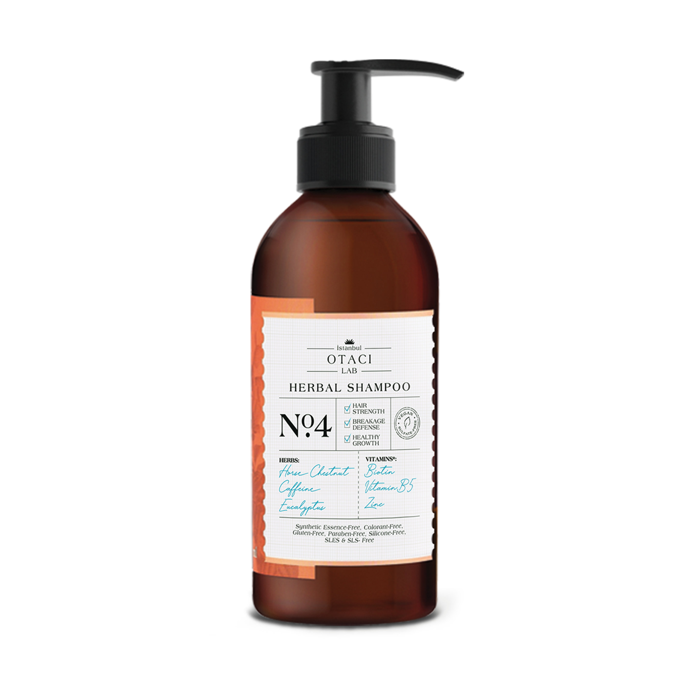 Otaci LAB No:4 Herbal Shampoo | Biotin & Caffeine – Hair Strengthening & Anti-Breakage – 250ml product image – Herbal skincare by OTACI