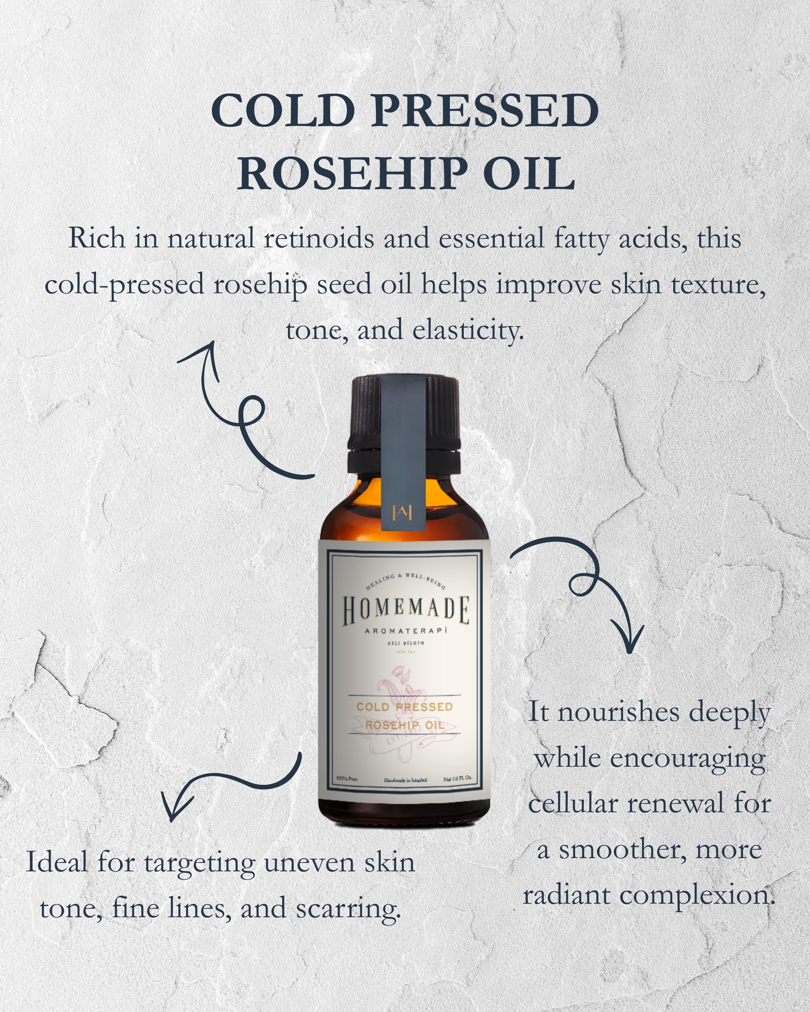 Homemade Aromaterapi | Cold Pressed Rosehip Oil – 1.0 FL Oz.