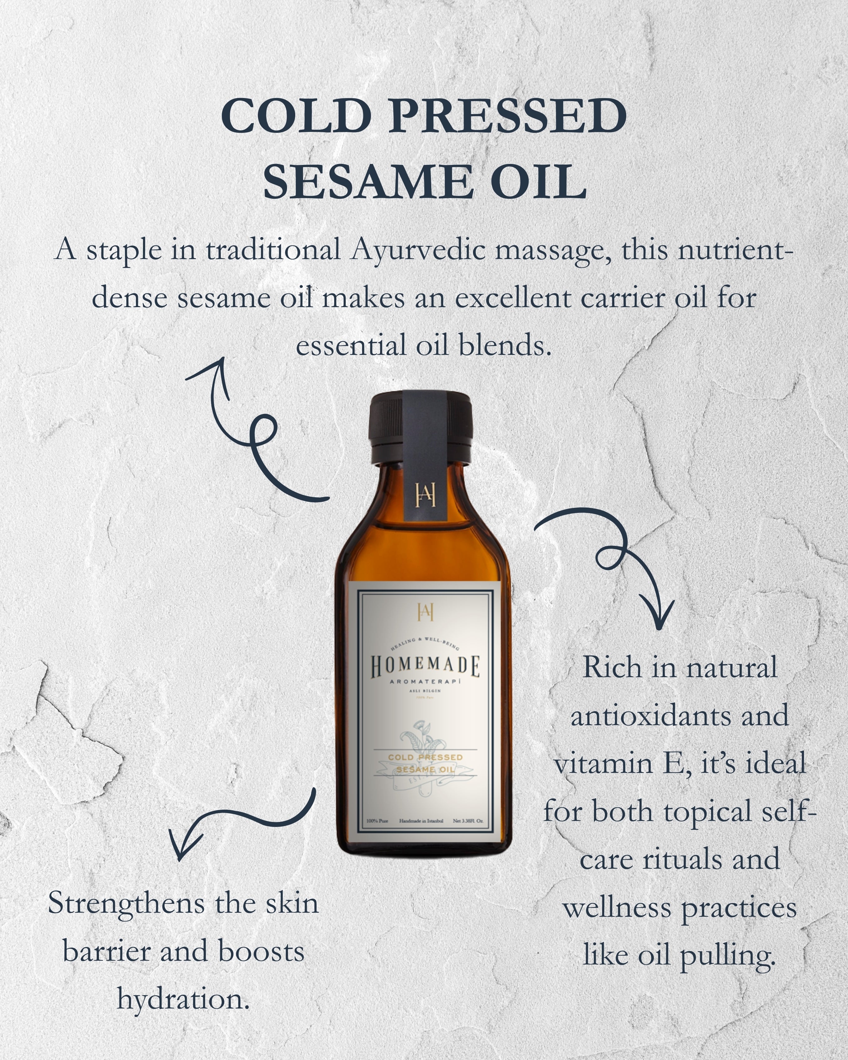 Homemade Aromaterapi | Cold Pressed Sesame Oil – 3.38 FL Oz.