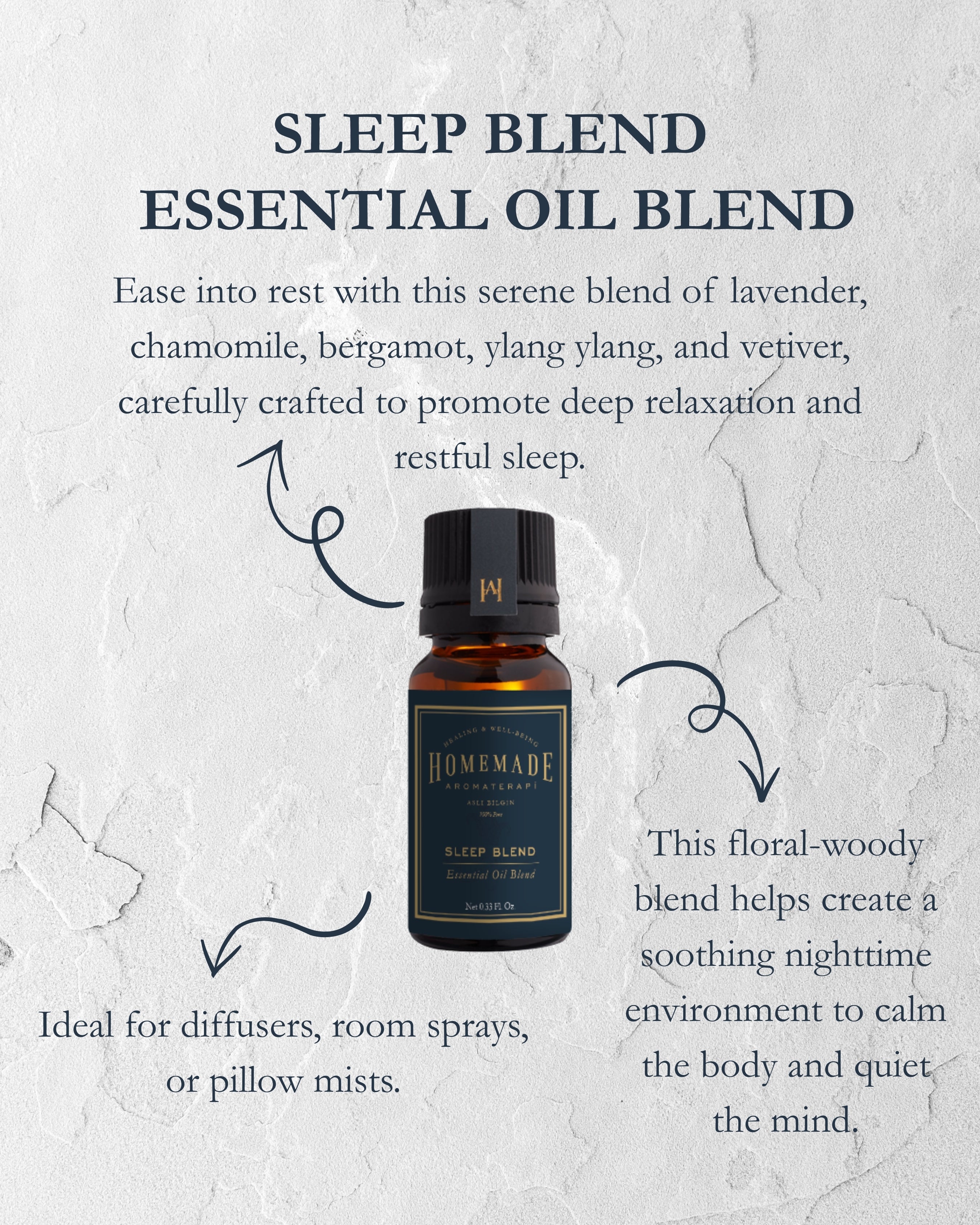 Homemade Aromaterapi | Sleep Essential Oil Blend – Calm & Restorative – 0.33 FL Oz.