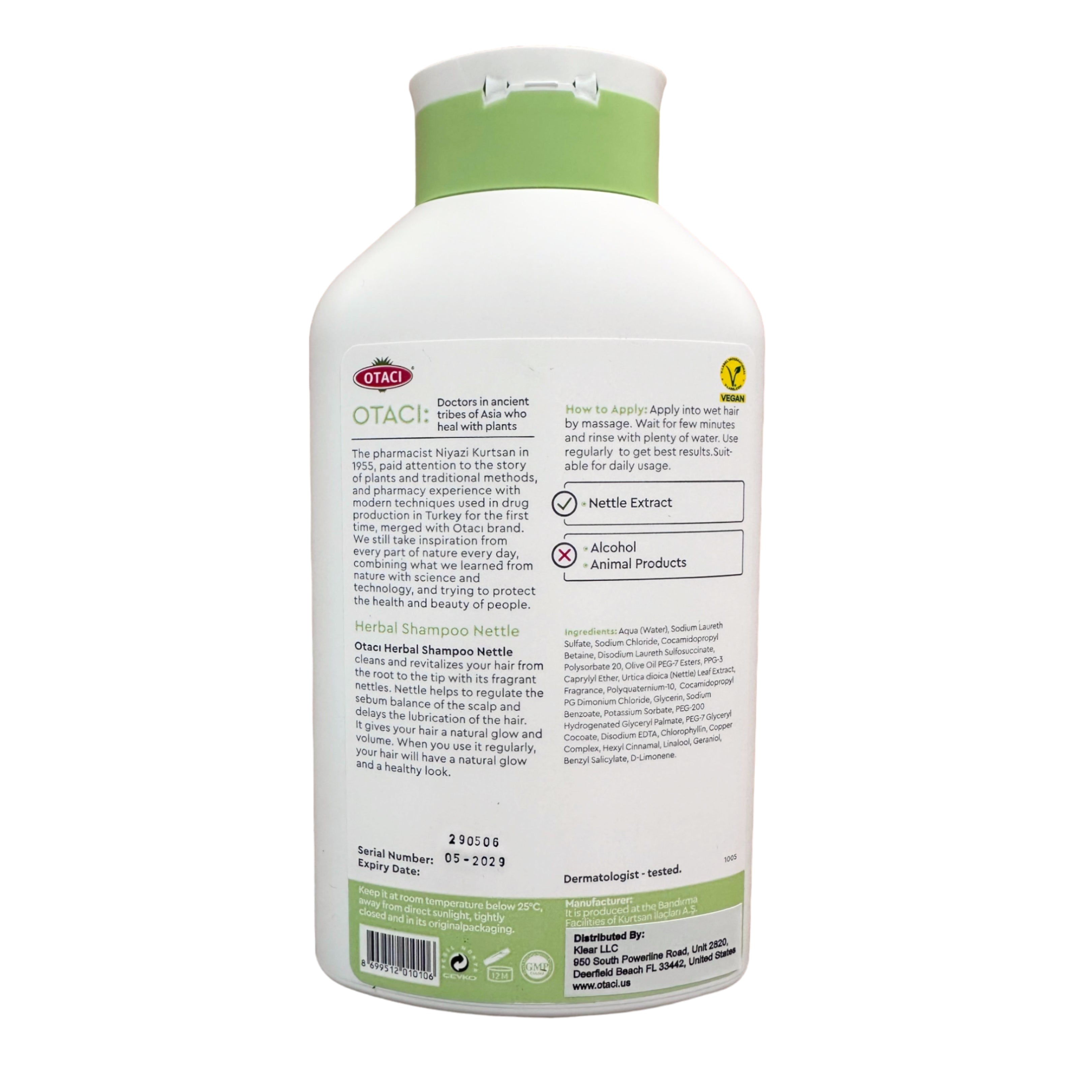 OTACI Oil Balancing Herbal Shampoo with Nettle, Everyday Use For Oily and Normal Hair, Deep Cleansing Oil-Control Shampoo, No Paraben, No Silicon, No Alcohol Vegan and Cruelty-Free Shampoo 13.5 Fl Oz