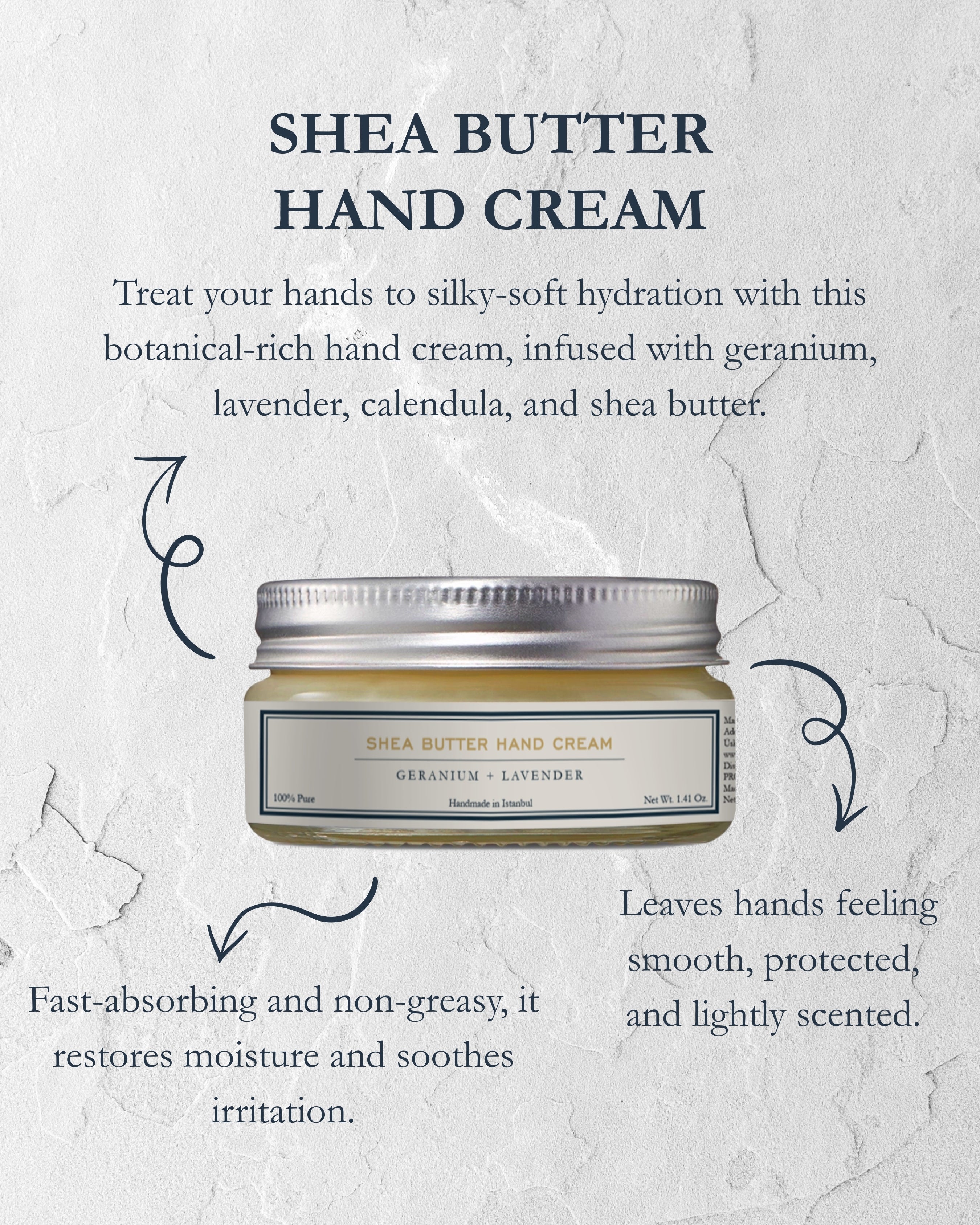 Homemade Aromaterapi | Shea Butter Hand Cream – Geranium + Lavender – 1.41 oz