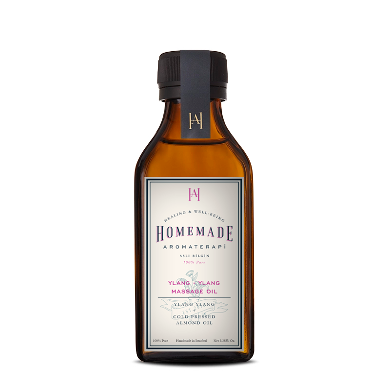 Homemade Aromaterapi | Ylang Ylang Massage Oil – Sensual Floral + Cold Pressed Almond Oil – 100ml product image – Herbal skincare by Homemade Aromaterapi
