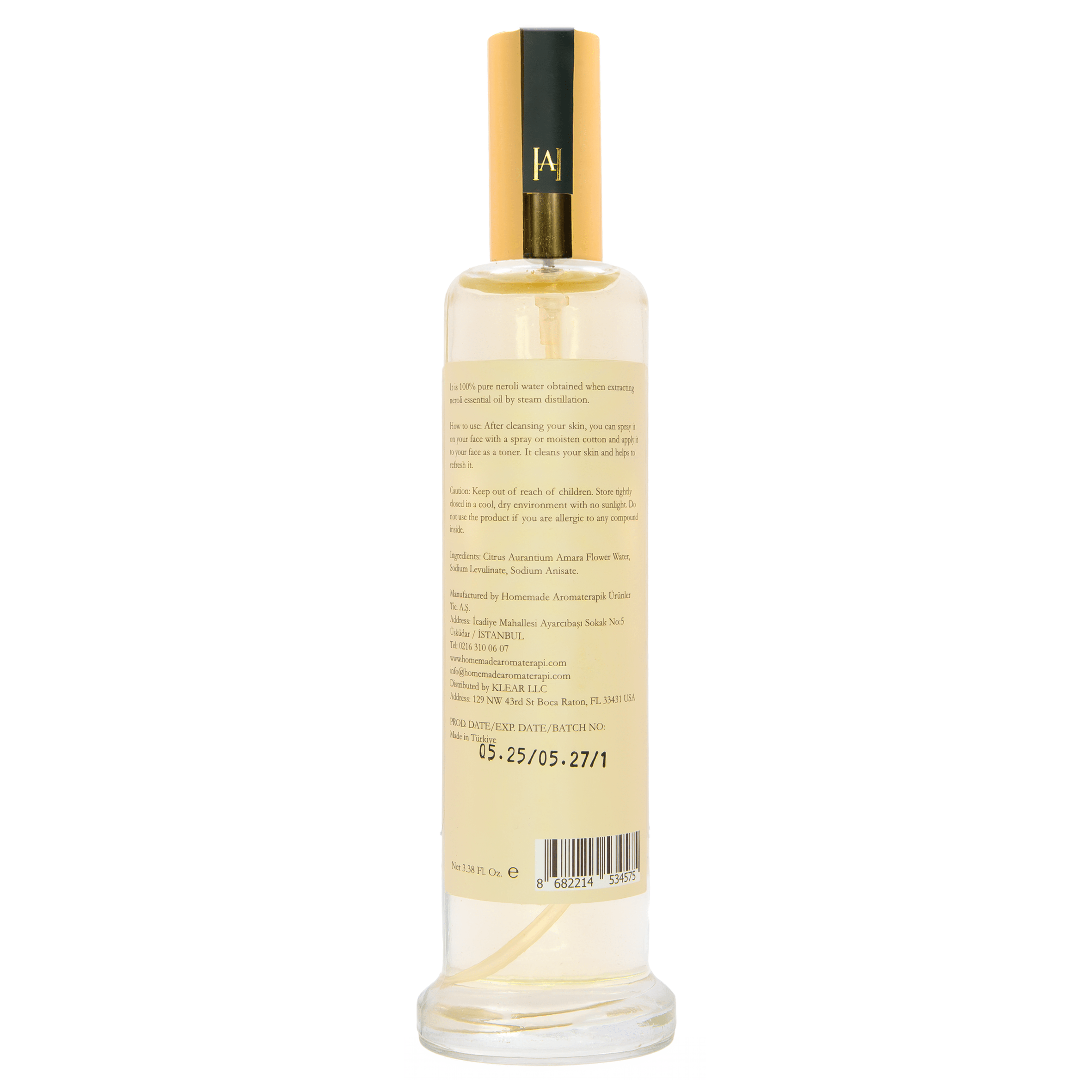 Homemade Aromaterapi | 100% Pure Neroli Water – Skin Toning & Refreshing Mist – 3.38 FL Oz. - Klearus