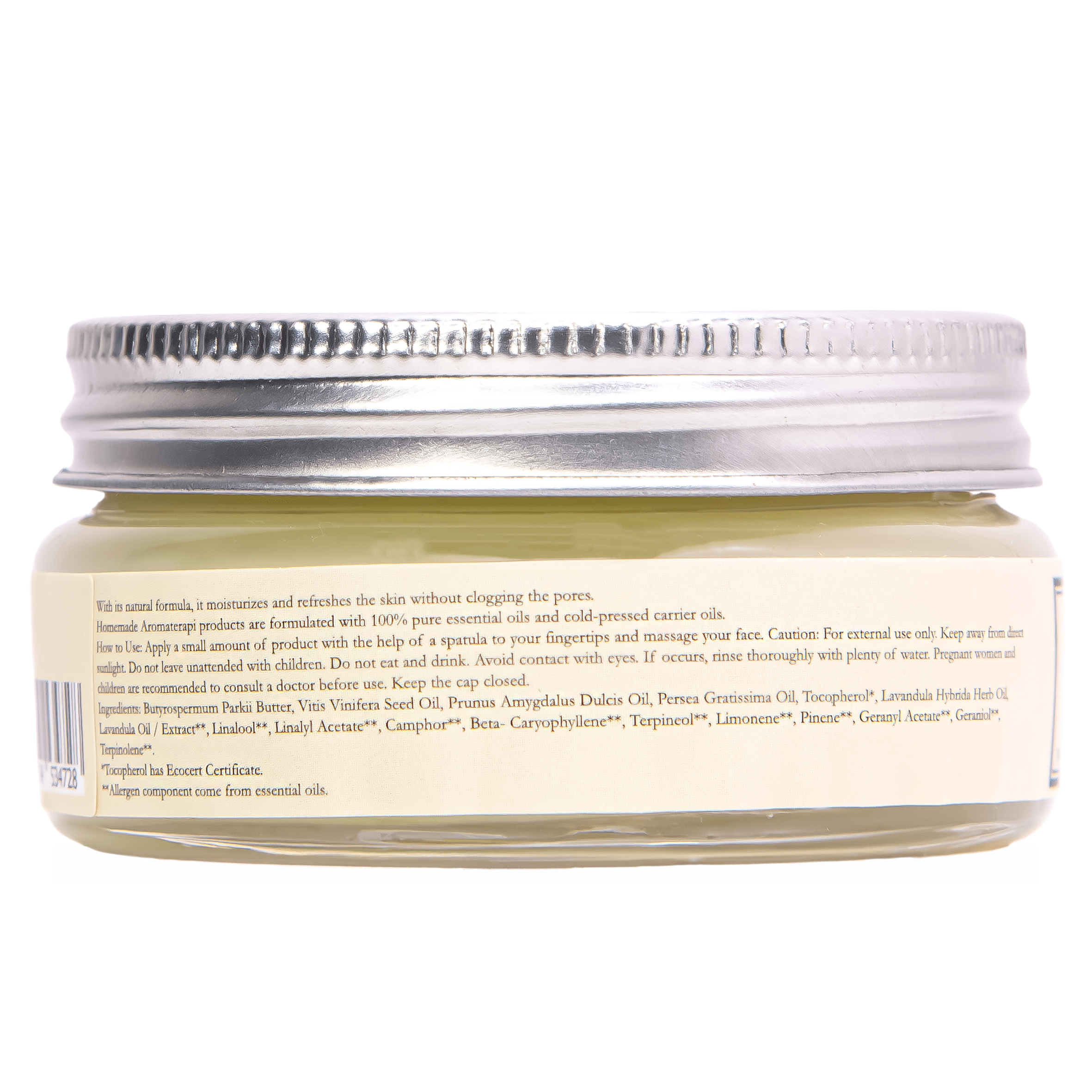 Homemade Aromaterapi | Daily Moisturizer Cream – Shea Butter + Avocado + Grapeseed – 40g - Klearus