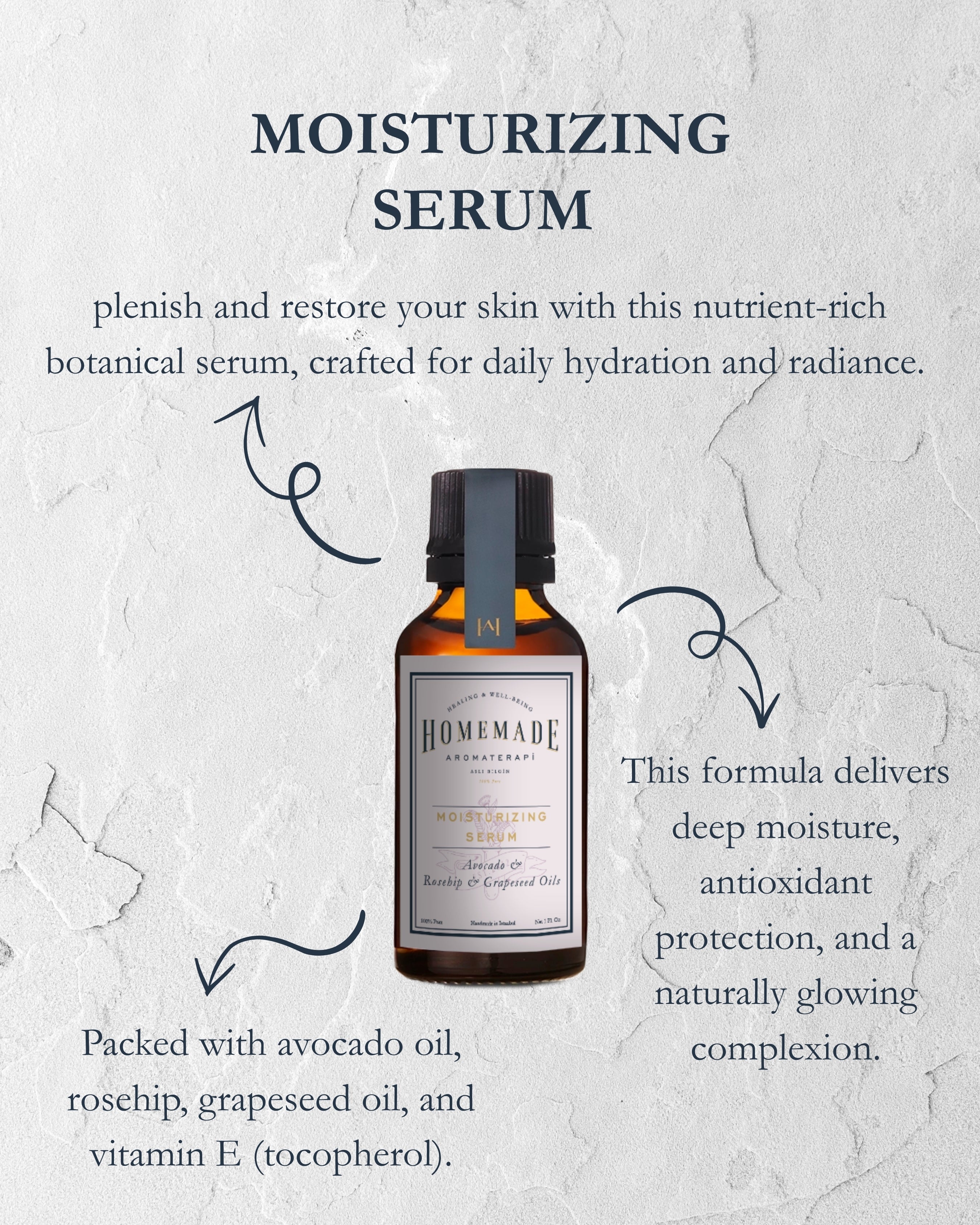 Homemade Aromaterapi | Moisturizing Serum – Avocado + Rosehip + Grapeseed – 30ml - Klearus