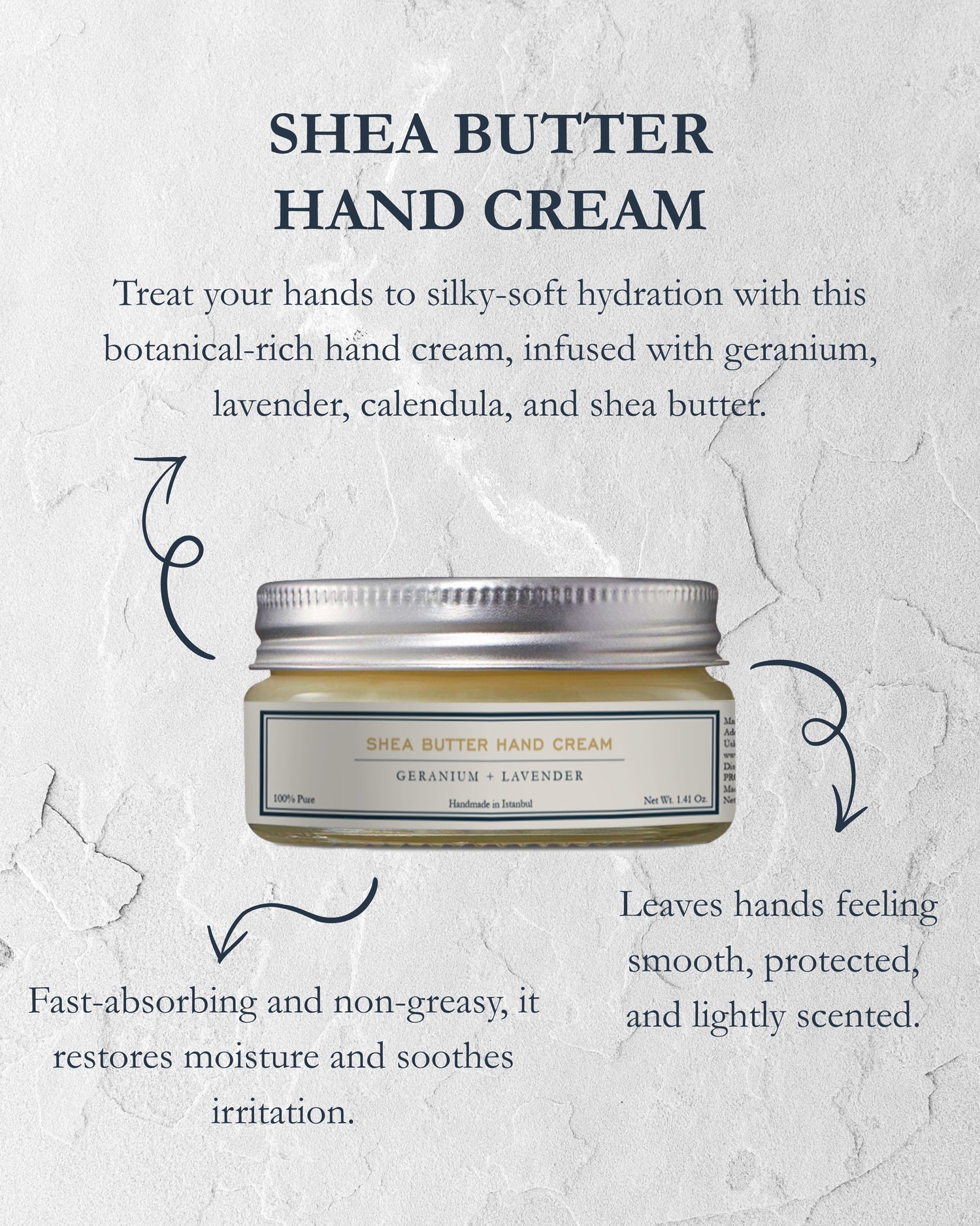 Homemade Aromaterapi | Shea Butter Hand Cream – Geranium + Lavender – 1.41 oz - Klearus