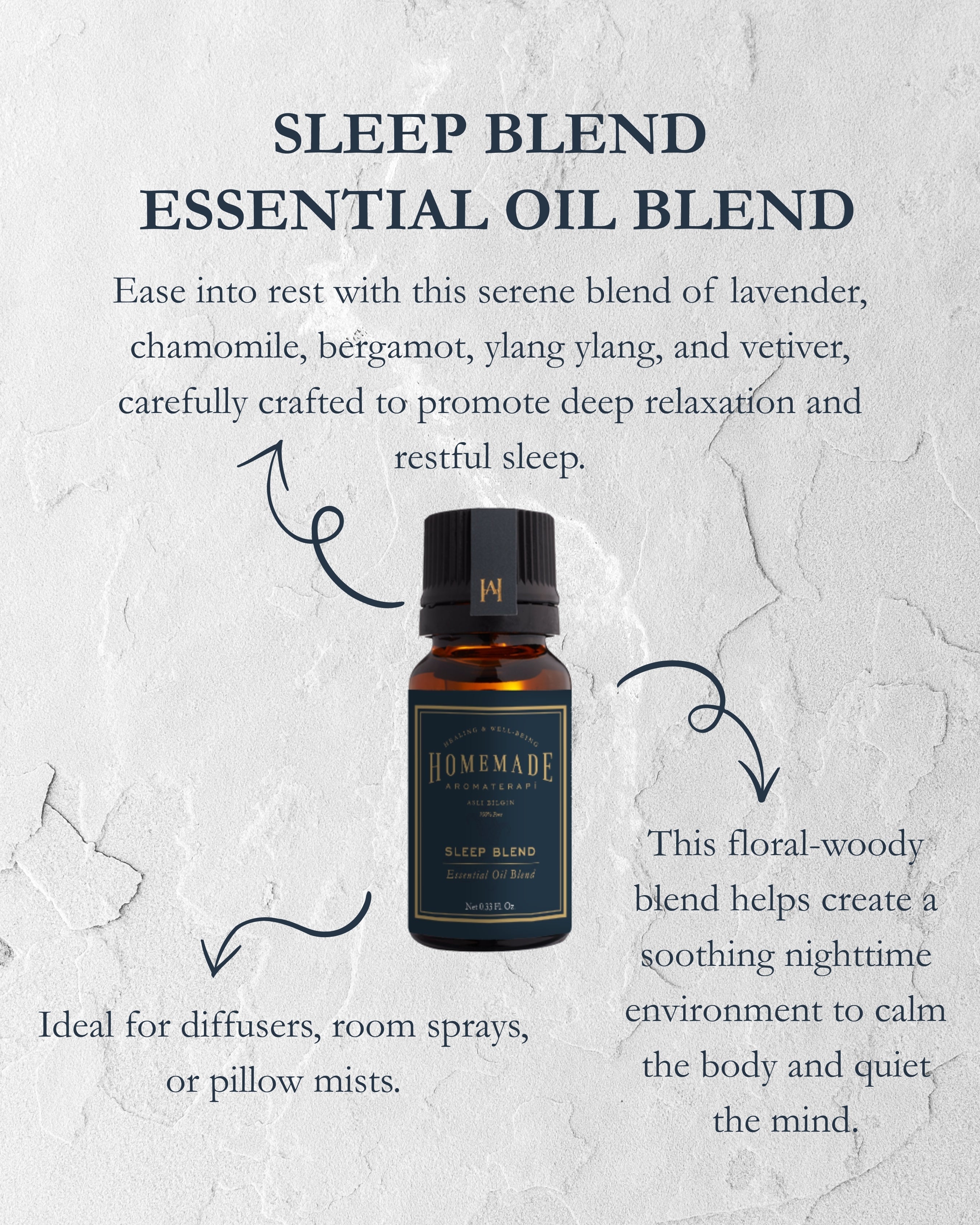 Homemade Aromaterapi | Sleep Essential Oil Blend – Calm & Restorative – 0.33 FL Oz. - Klearus