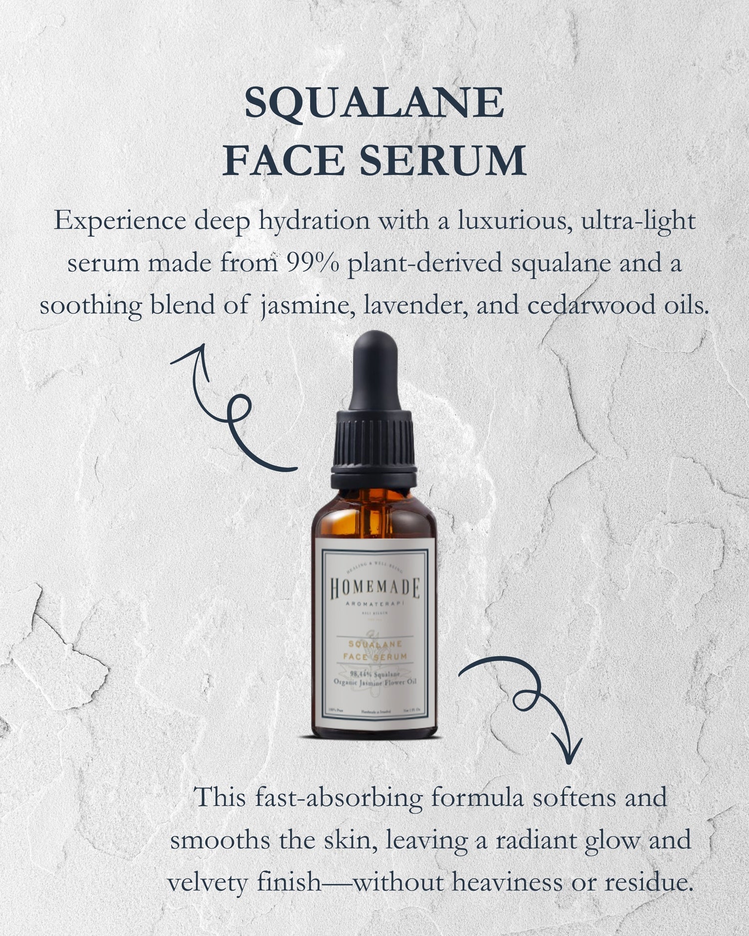Homemade Aromaterapi | Squalane Face Serum – Jasmine Flower Oil + 99% Olive - Derived Squalane – 30ml - Klearus
