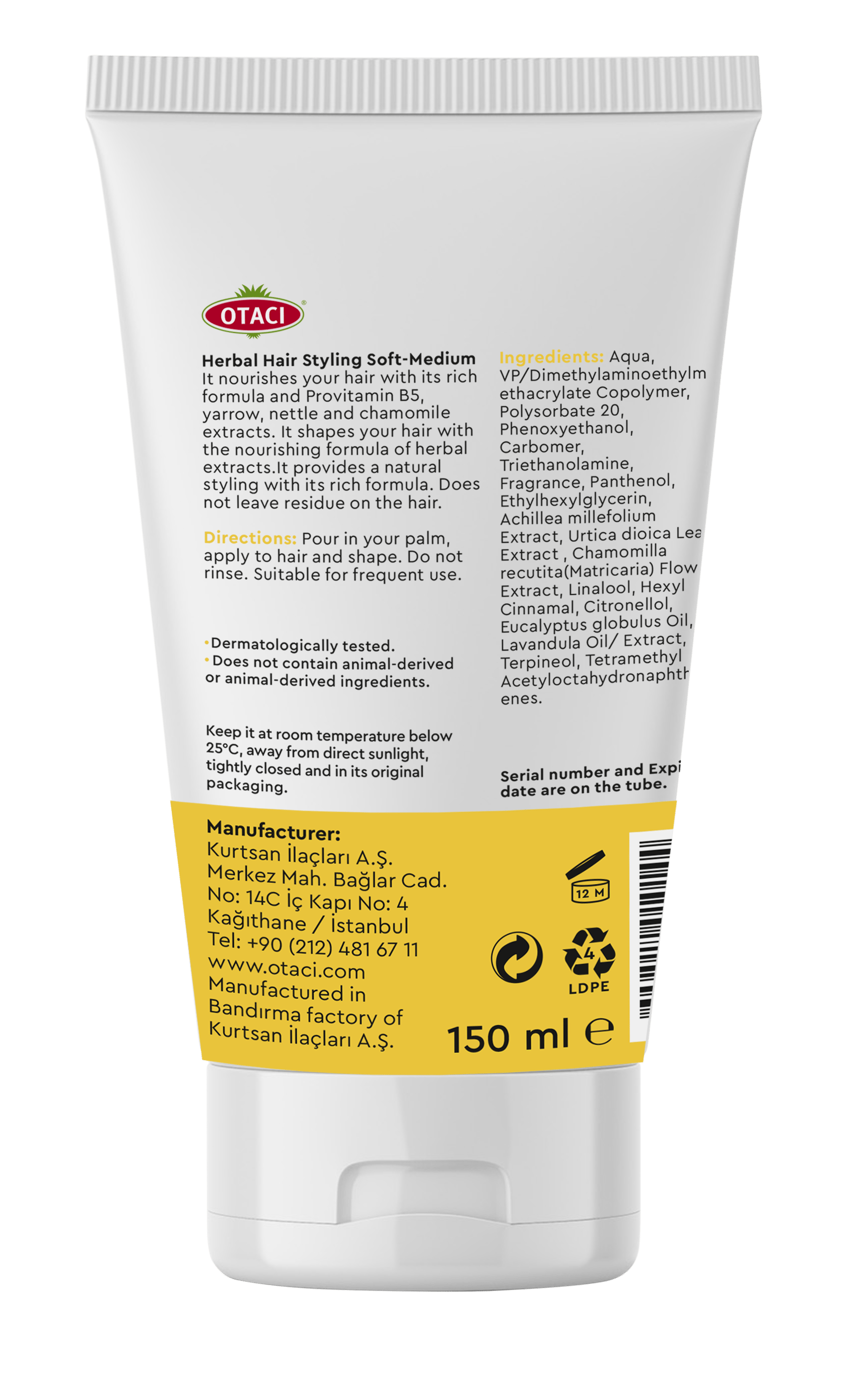 Otaci | Herbal Hair Styling Gel – Soft to Medium Hold with Yarrow, Nettle & Chamomile - Klearus