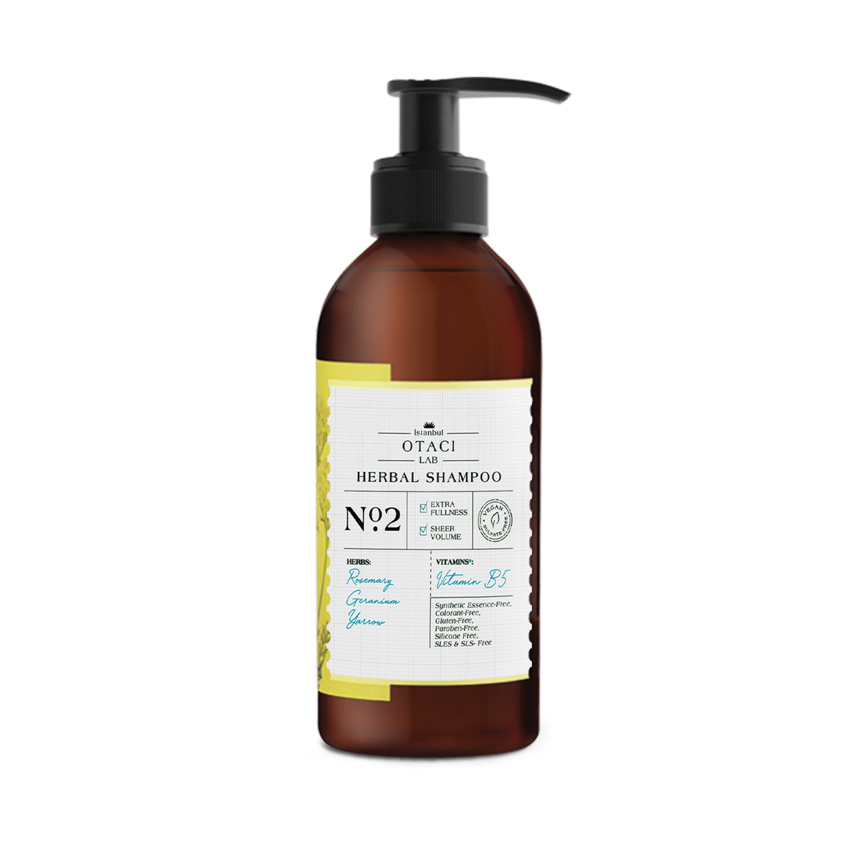 Otaci LAB No:2 Herbal Shampoo | Rosemary & Geranium – Volumizing & Energizing – 250ml - Klearus