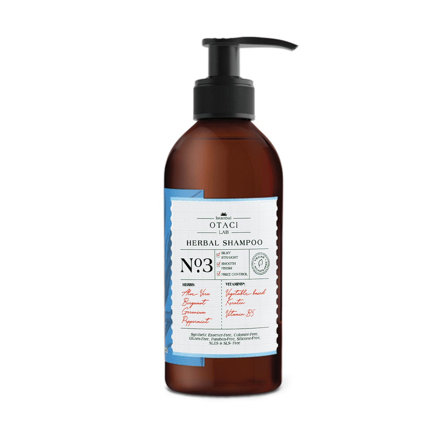 Otaci LAB No:3 Herbal Shampoo | Aloe Vera & Keratin – Frizz Control & Shine – 250ml - Klearus