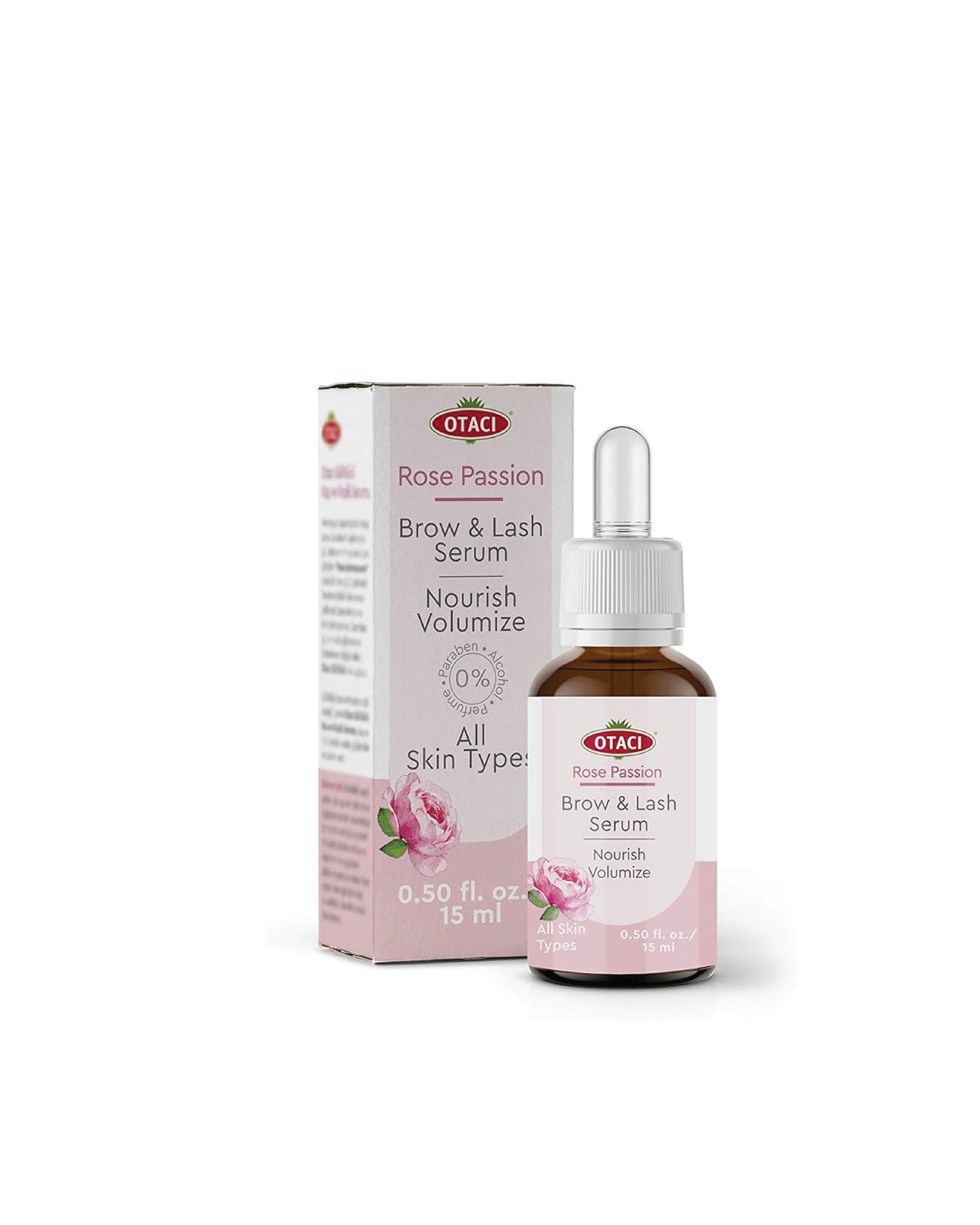 Otaci Rose Passion Brow and Lash Growth Serum | With Provitamin B5 | Natural Enhancer for Thicker Brows & Lashes | 15ml - Klearus