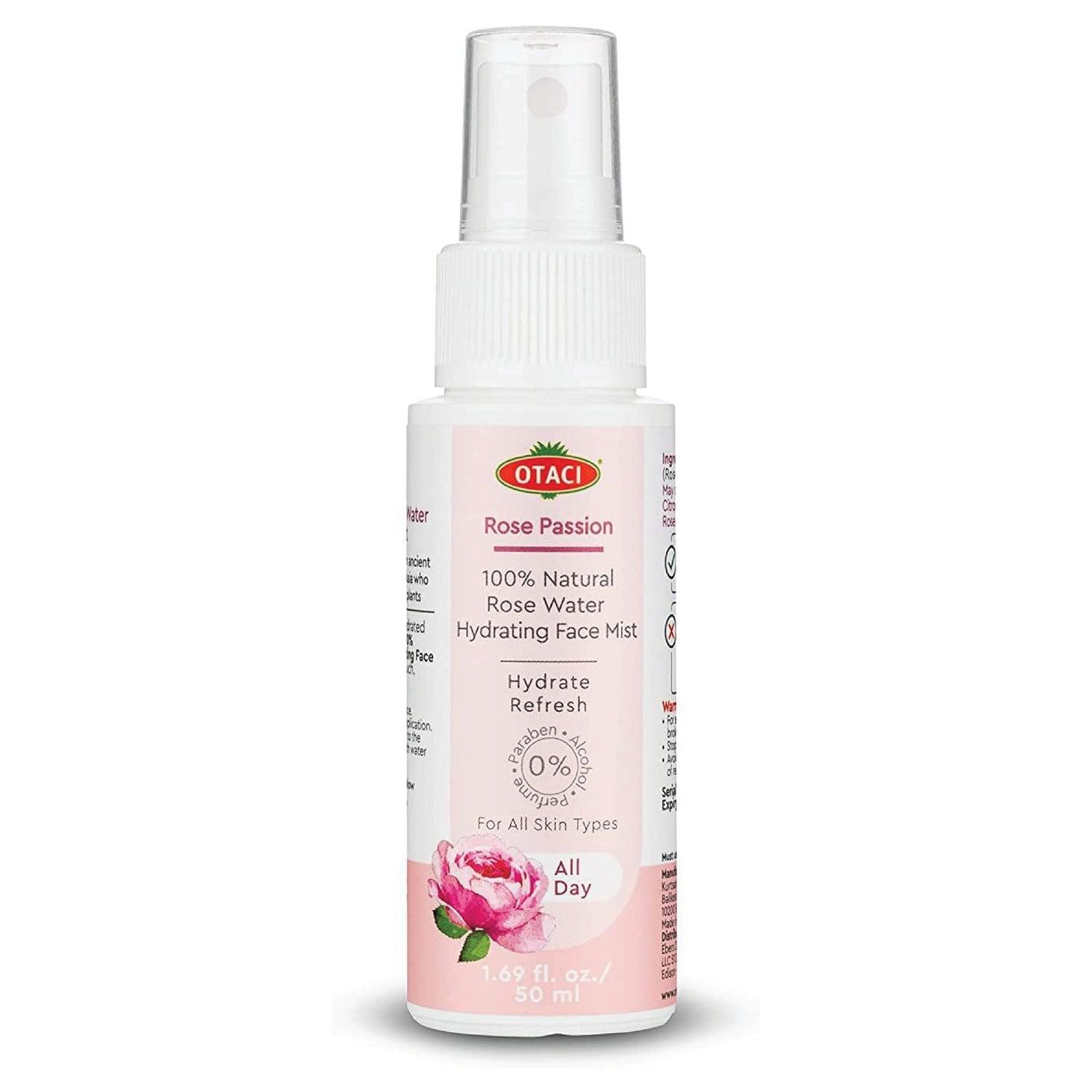 Otaci Rose Passion Pure Rose Water Mist | 100% Natural Rose Damascena | Refreshing Hydration | Vegan Formula | 50ml - Klearus