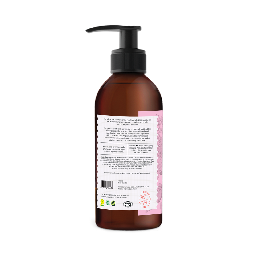 Otaci LAB No:1 Herbal Shampoo | Coconut &amp; Ylang Ylang – Moisturizing &amp; Repairing – 250ml