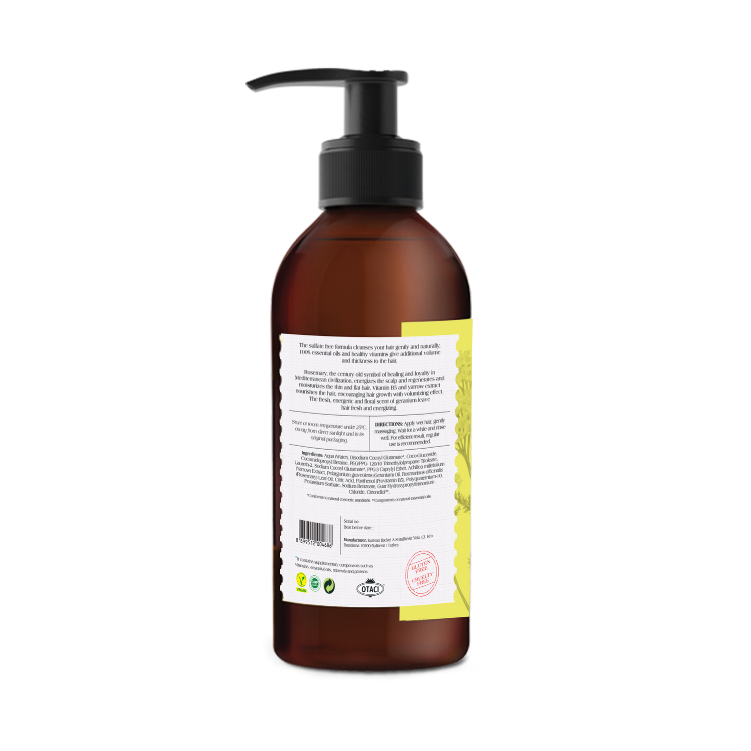 Otaci LAB No:2 Herbal Shampoo | Rosemary &amp; Geranium – Volumizing &amp; Energizing – 250ml