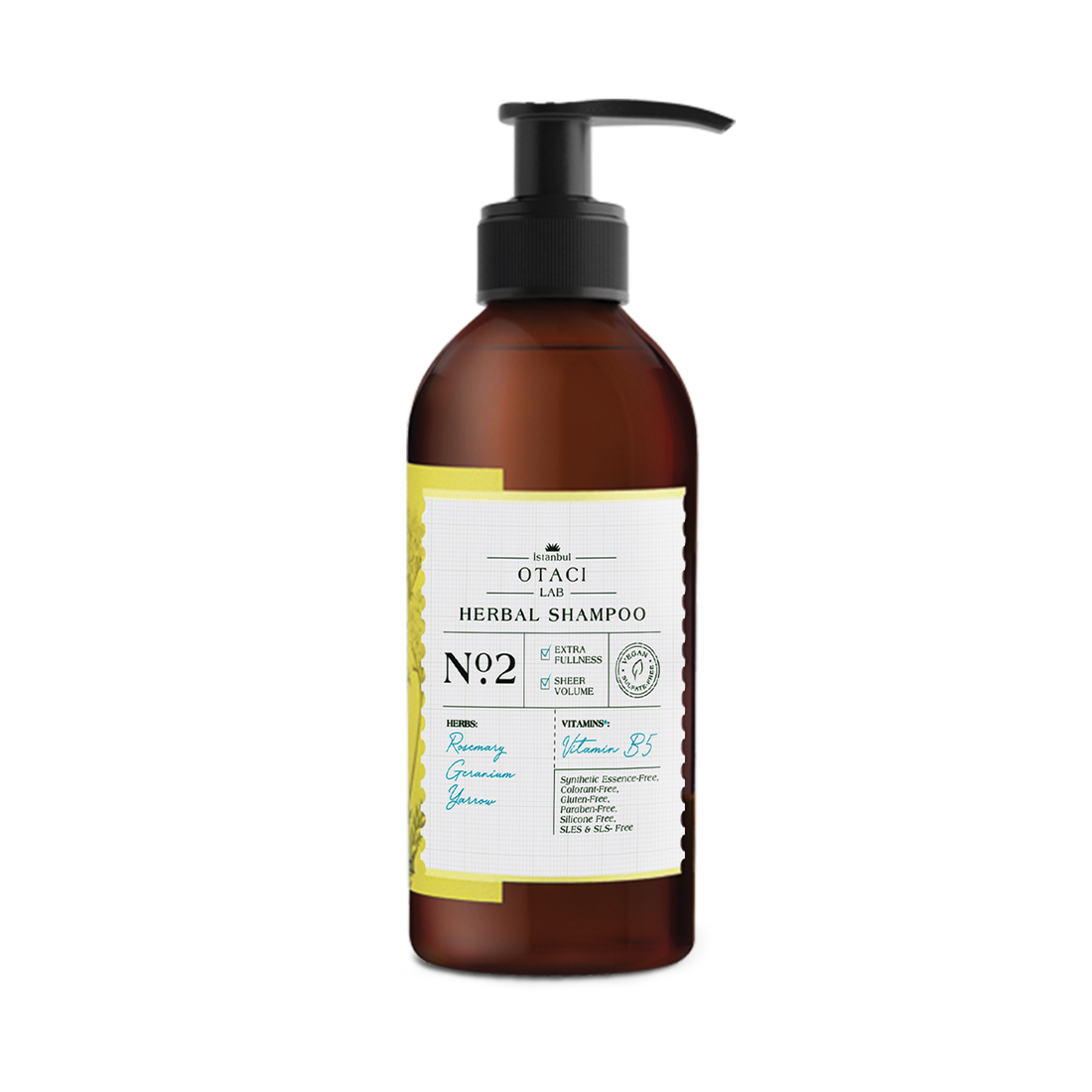 Otaci LAB No:2 Herbal Shampoo | Rosemary &amp; Geranium – Volumizing &amp; Energizing – 250ml