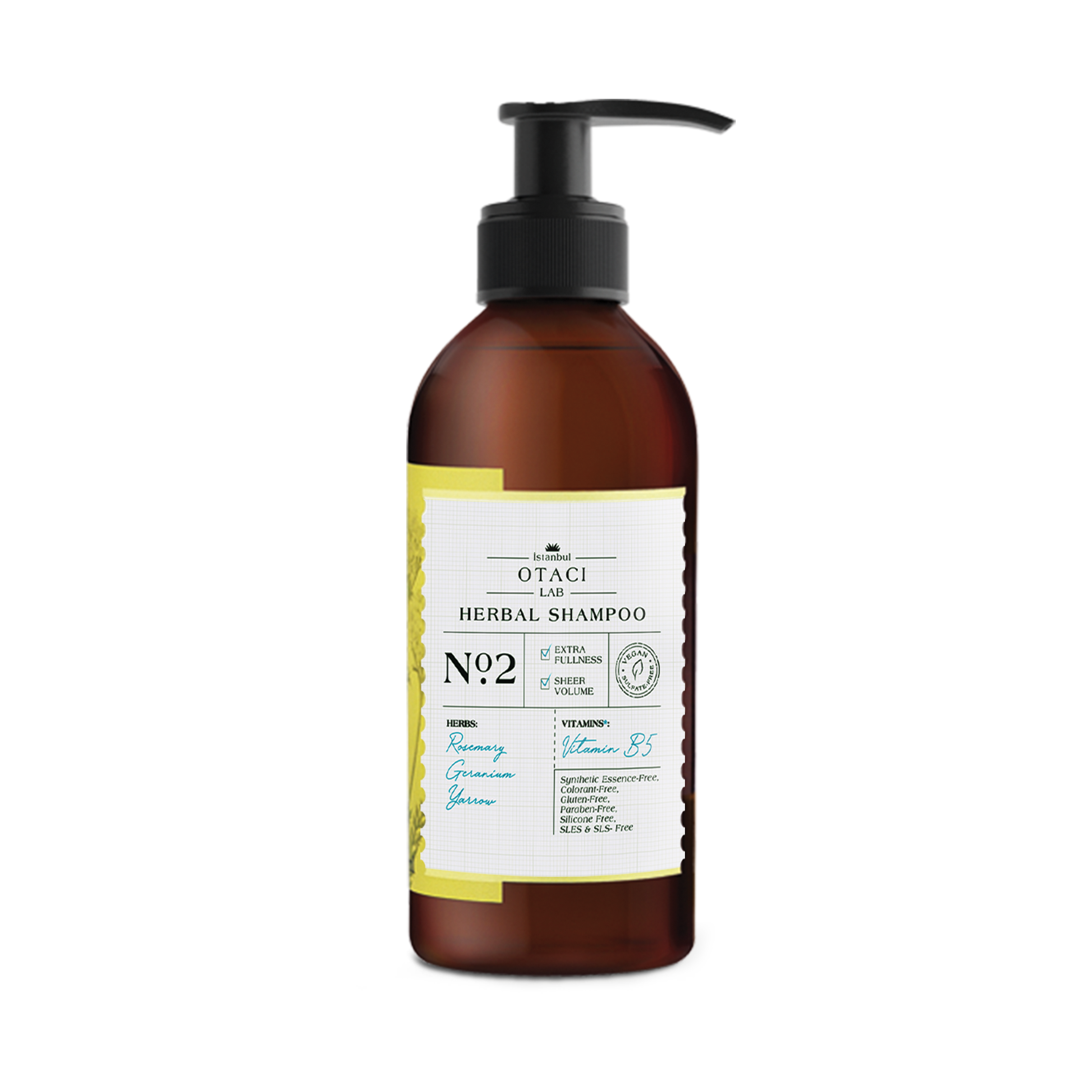 Otaci LAB No:2 Herbal Shampoo | Rosemary &amp; Geranium – Volumizing &amp; Energizing – 250ml