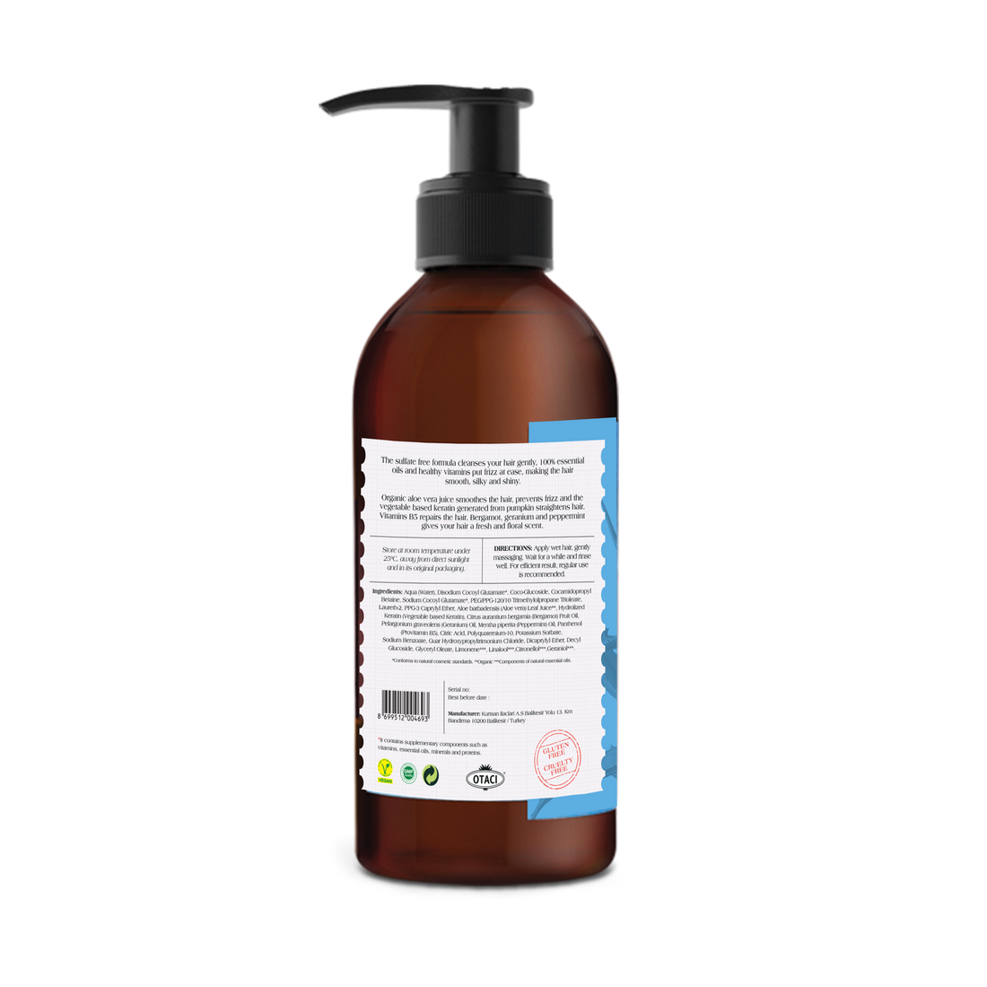 Otaci LAB No:3 Herbal Shampoo | Aloe Vera &amp; Keratin – Frizz Control &amp; Shine – 250ml
