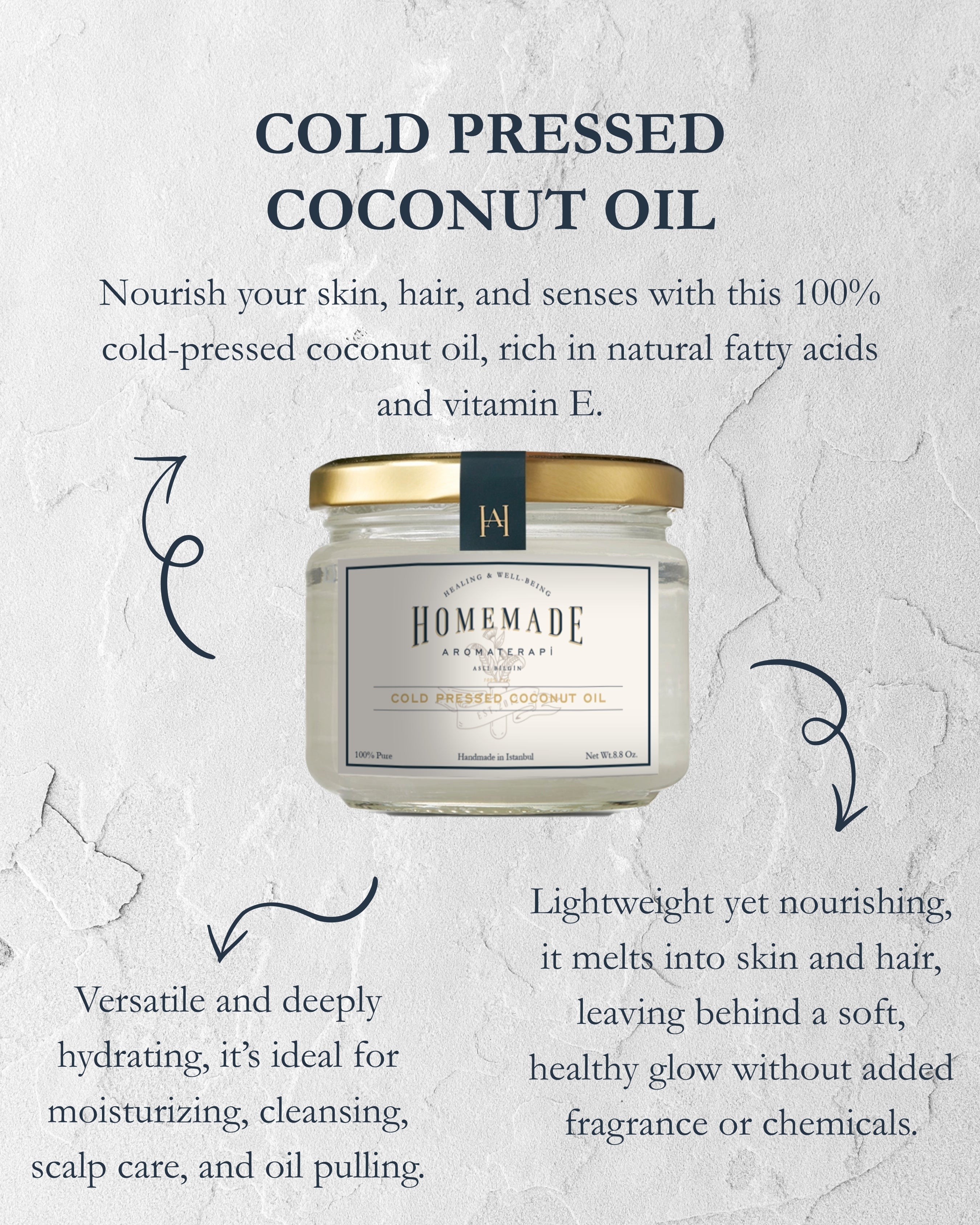 Homemade Aromaterapi | Cold Pressed Coconut Oil – 8.8 oz