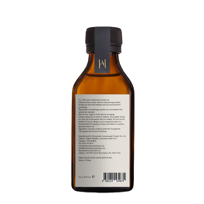 Homemade Aromaterapi | Cold Pressed Sesame Oil – 3.38 FL Oz.