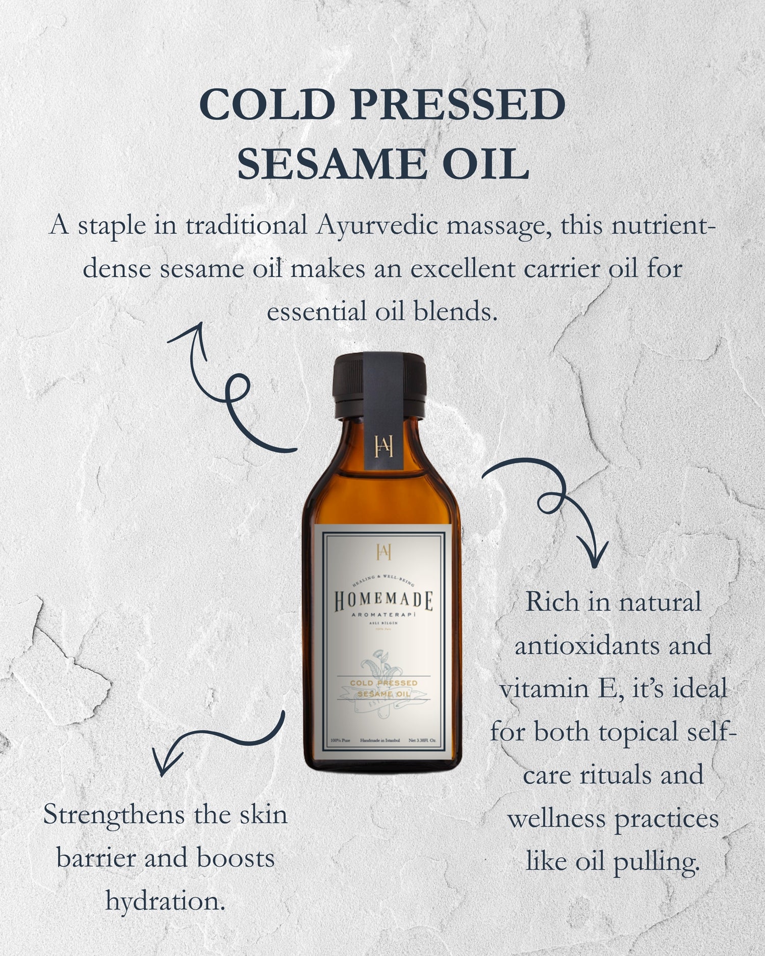 Homemade Aromaterapi | Cold Pressed Sesame Oil – 3.38 FL Oz.