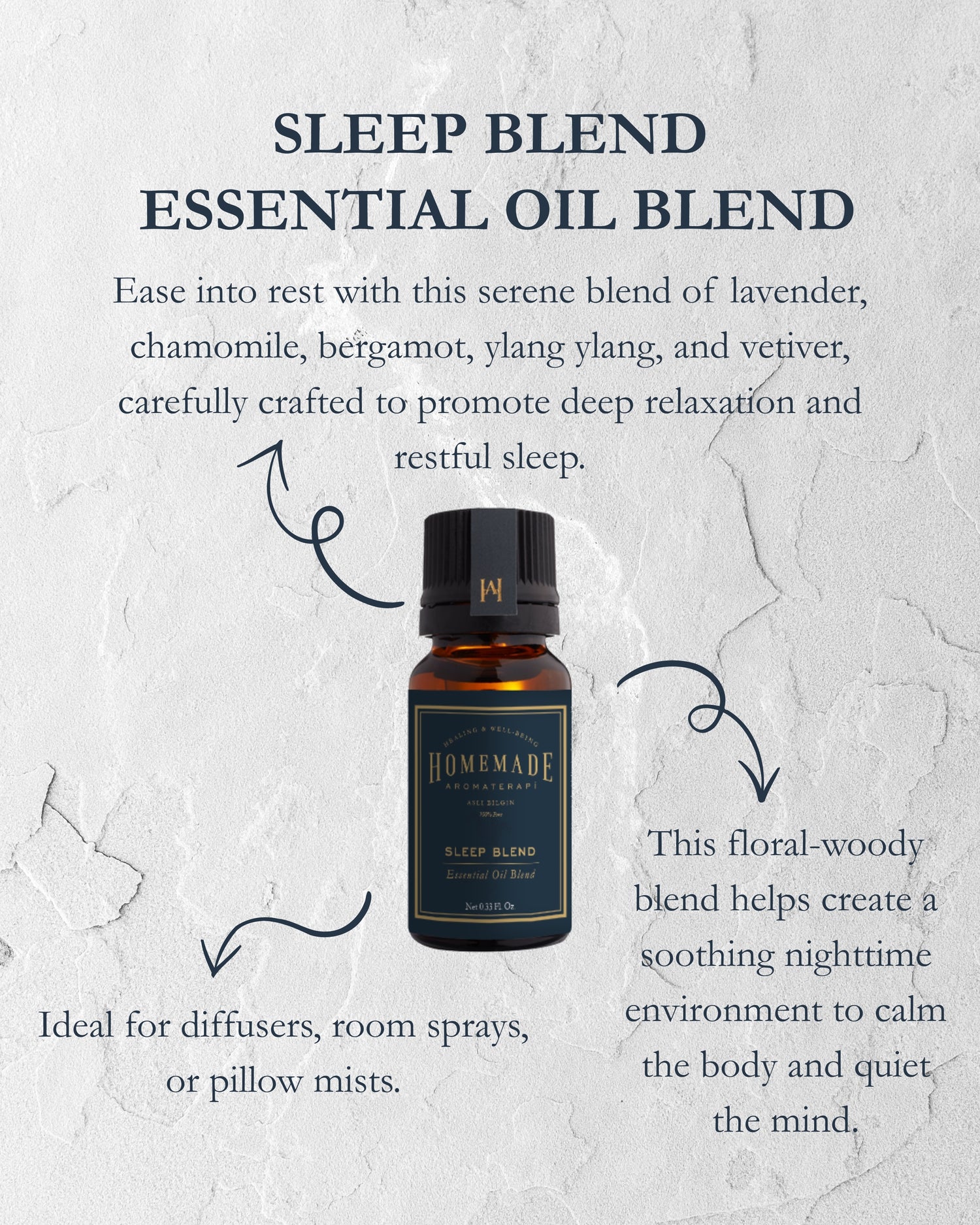 Homemade Aromaterapi | Sleep Essential Oil Blend – Calm &amp; Restorative – 0.33 FL Oz.
