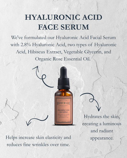 Homemade Aromaterapi | Hyaluronic Acid Face Serum – Rose + Hibiscus + 2.8% HA – 30ml