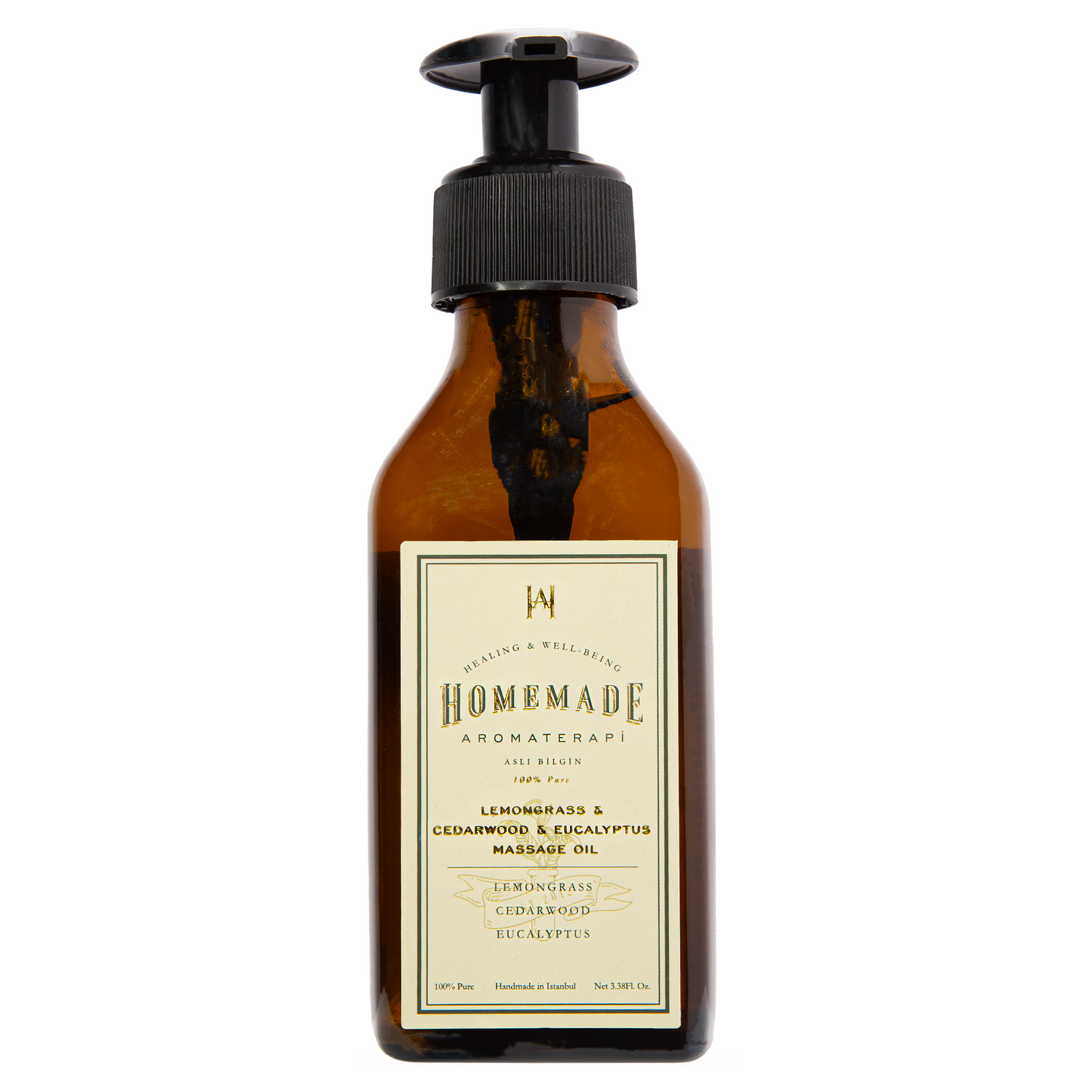 Homemade Aromaterapi | Lemongrass, Cedarwood &amp; Eucalyptus Massage Oil – Invigorating &amp; Soothing – 3.38 FL Oz.