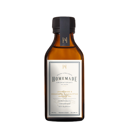 Homemade Aromaterapi | Lemongrass, Cedarwood &amp; Eucalyptus Massage Oil – Invigorating &amp; Soothing – 3.38 FL Oz.