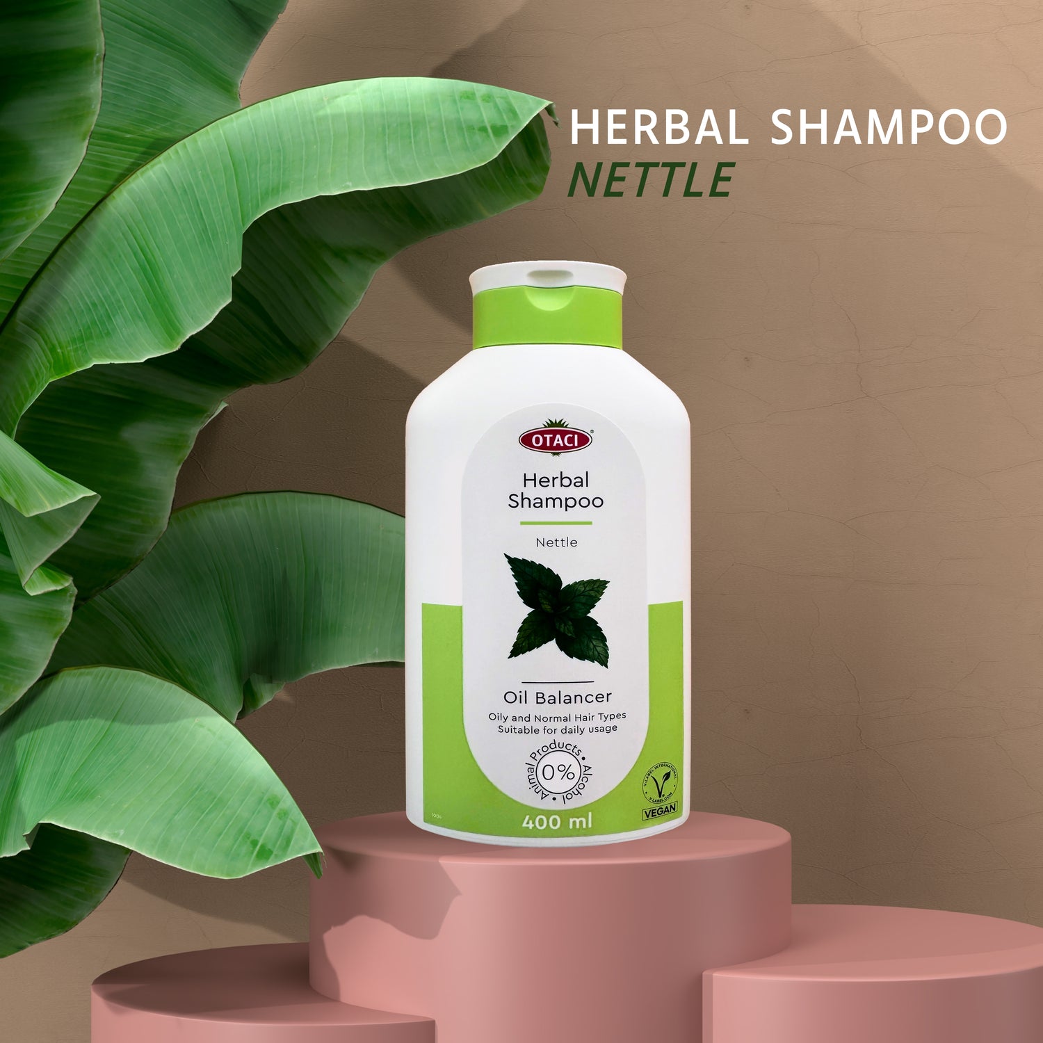 OTACI Oil Balancing Herbal Shampoo with Nettle, Everyday Use For Oily and Normal Hair, Deep Cleansing Oil-Control Shampoo, No Paraben, No Silicon, No Alcohol Vegan and Cruelty-Free Shampoo 13.5 Fl Oz