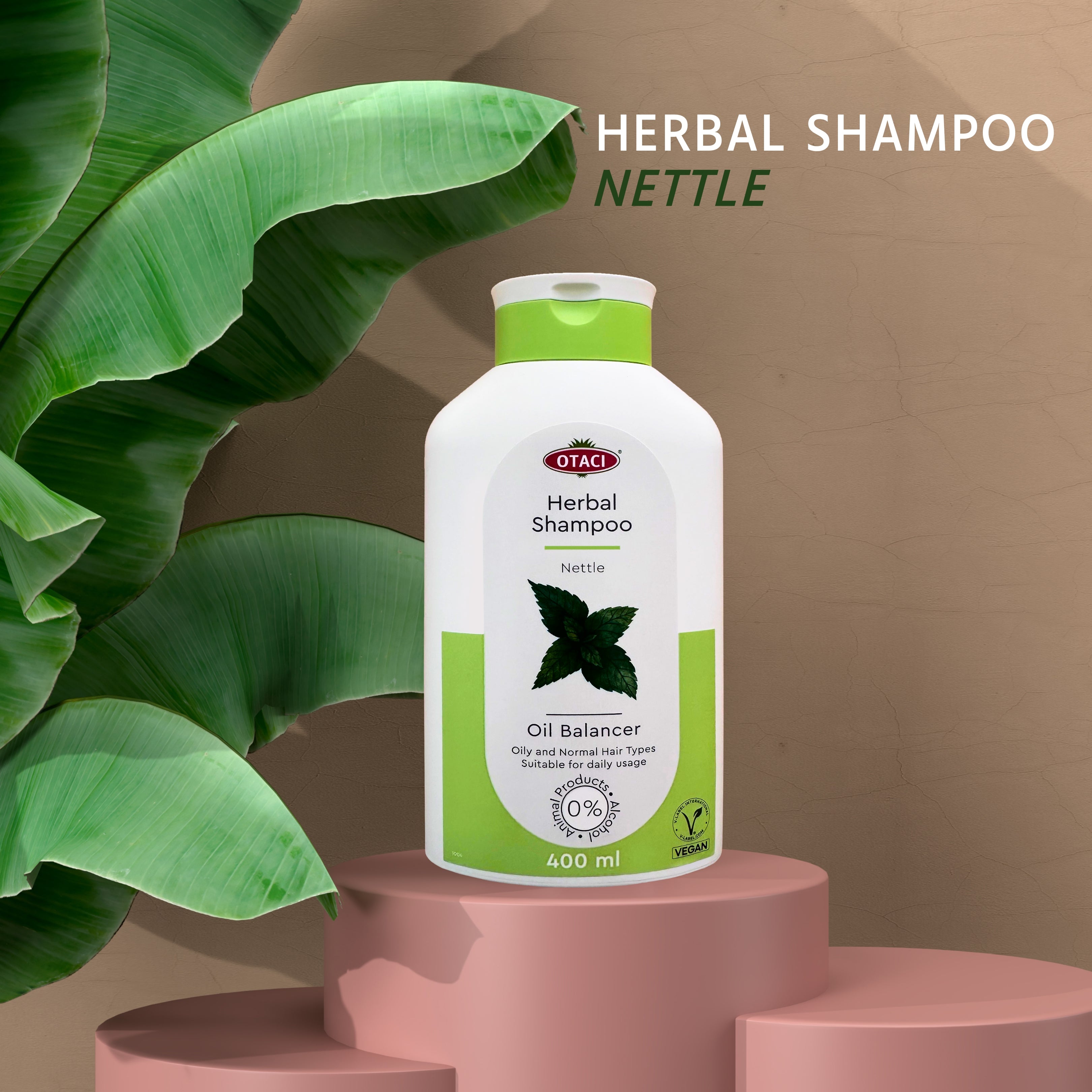 OTACI Oil Balancing Herbal Shampoo with Nettle, Everyday Use For Oily and Normal Hair, Deep Cleansing Oil-Control Shampoo, No Paraben, No Silicon, No Alcohol Vegan and Cruelty-Free Shampoo 13.5 Fl Oz