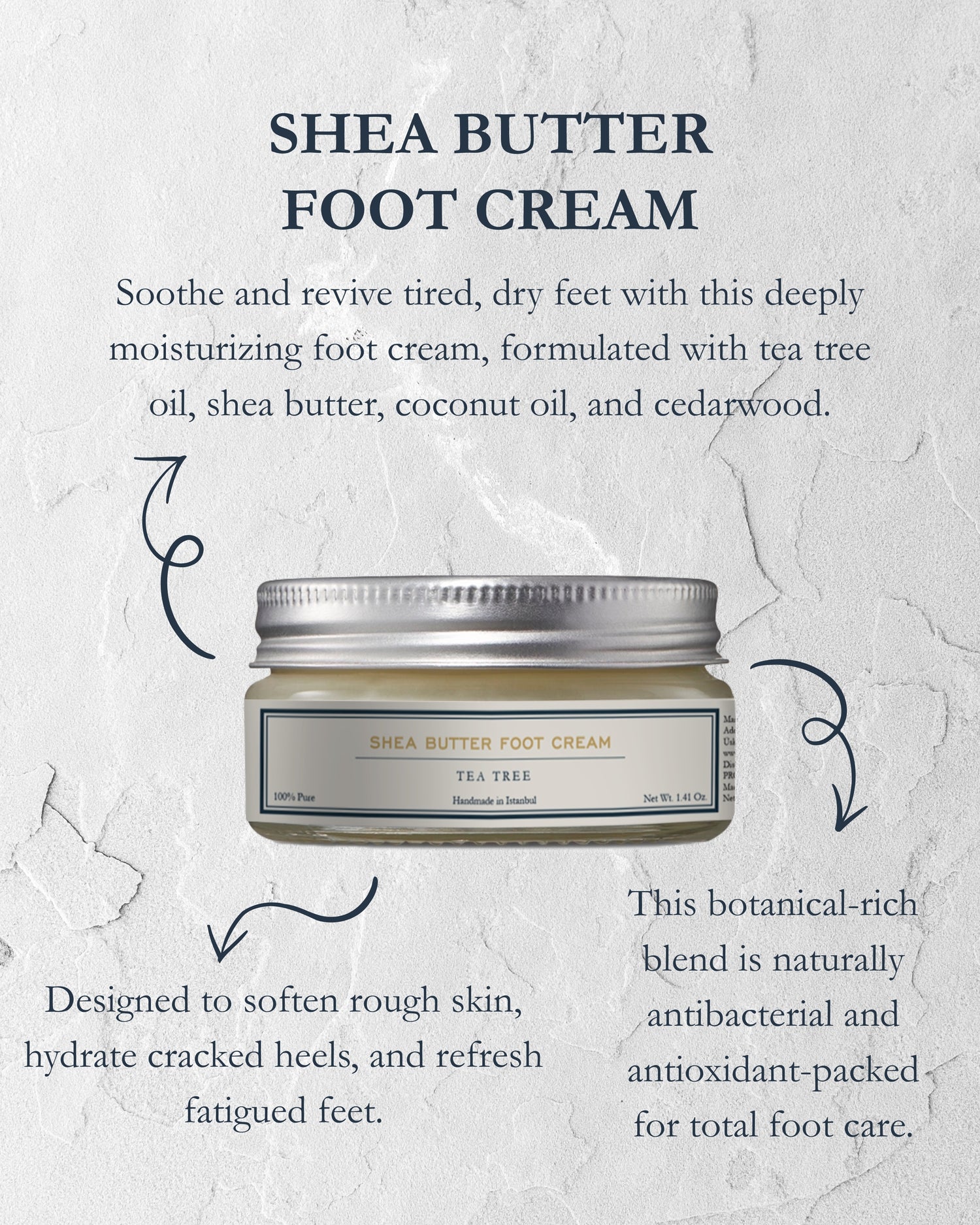 Homemade Aromaterapi | Shea Butter Foot Cream with Tea Tree – Intense Hydration &amp; Care – 1.41 oz