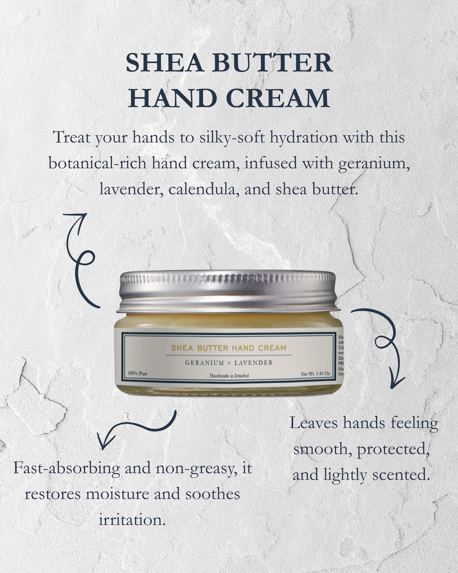 Homemade Aromaterapi | Shea Butter Hand Cream – Geranium + Lavender – 1.41 oz