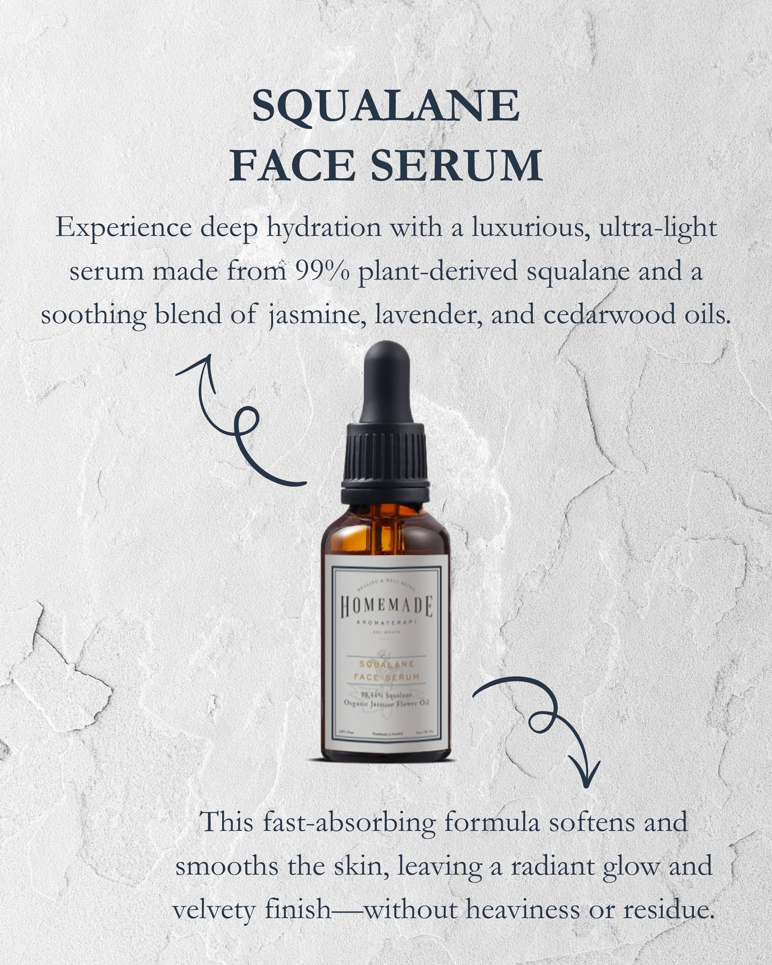 Homemade Aromaterapi | Squalane Face Serum – Jasmine Flower Oil + 99% Olive-Derived Squalane – 30ml