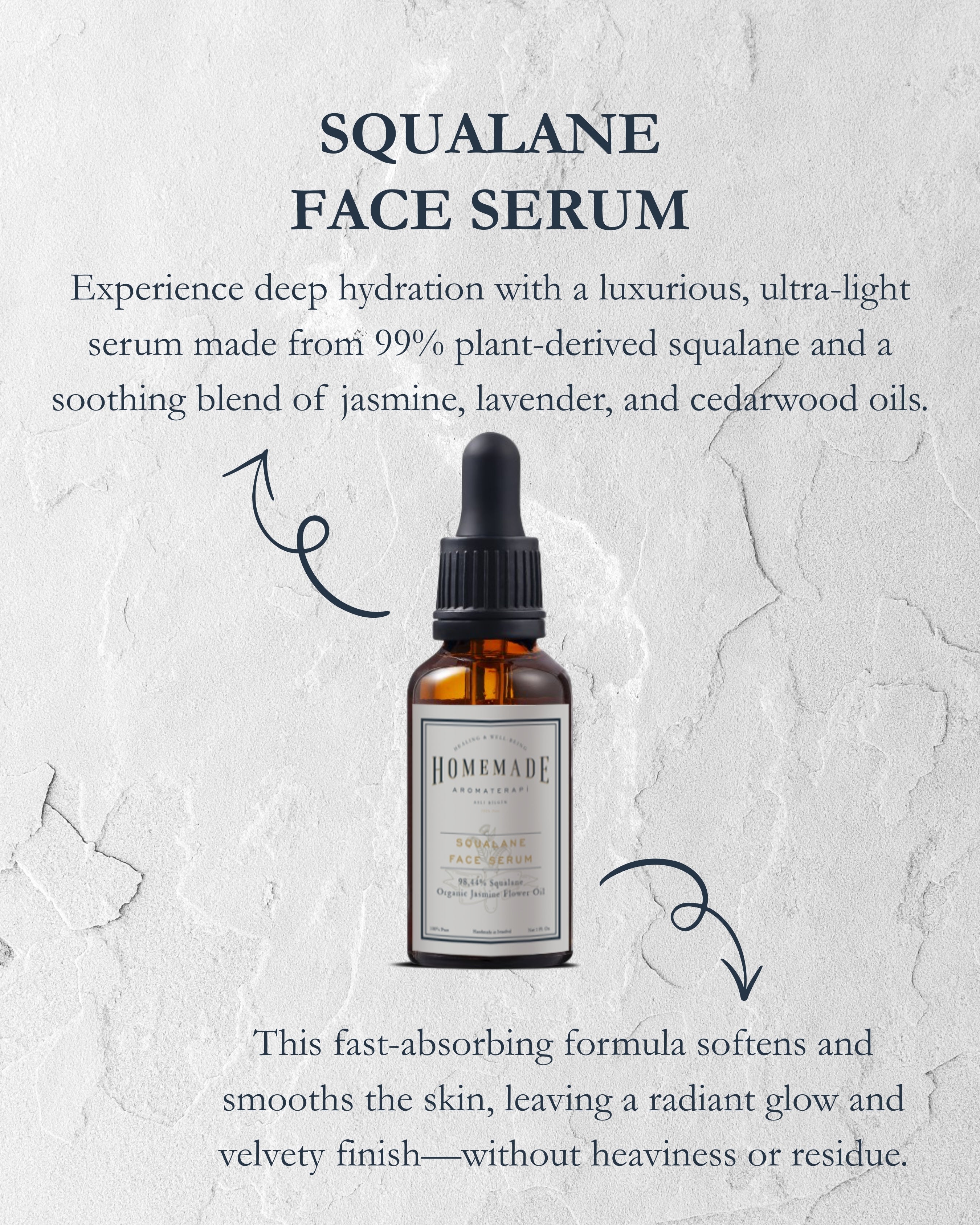 Homemade Aromaterapi | Squalane Face Serum – Jasmine Flower Oil + 99% Olive-Derived Squalane – 30ml