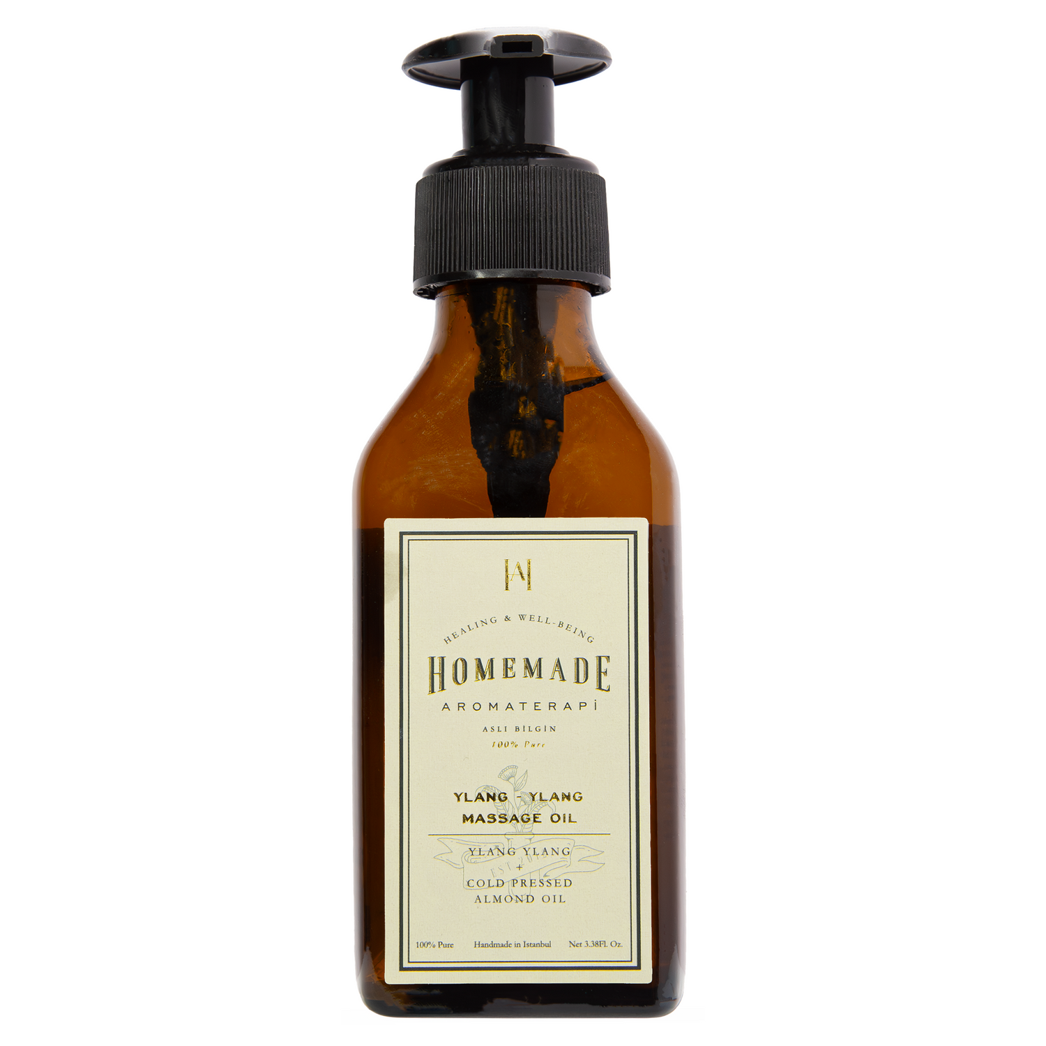 Homemade Aromaterapi | Ylang Ylang Massage Oil – Sensual Floral + Cold Pressed Almond Oil – 3.38 FL Oz.