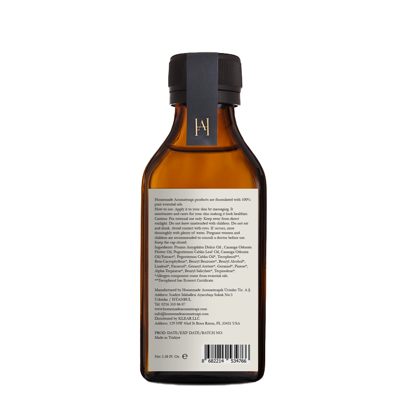 Homemade Aromaterapi | Ylang Ylang Massage Oil – Sensual Floral + Cold Pressed Almond Oil – 3.38 FL Oz.