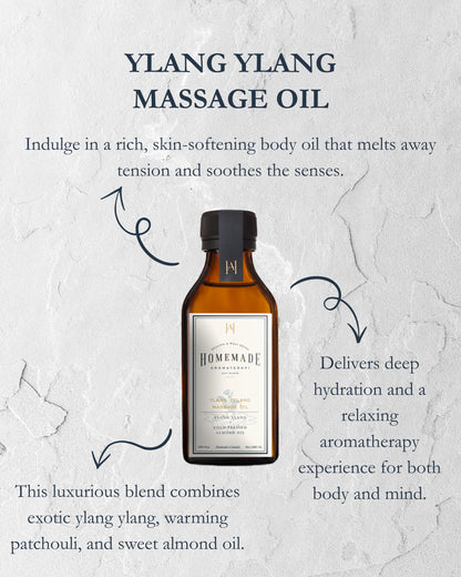 Homemade Aromaterapi | Ylang Ylang Massage Oil – Sensual Floral + Cold Pressed Almond Oil – 3.38 FL Oz.