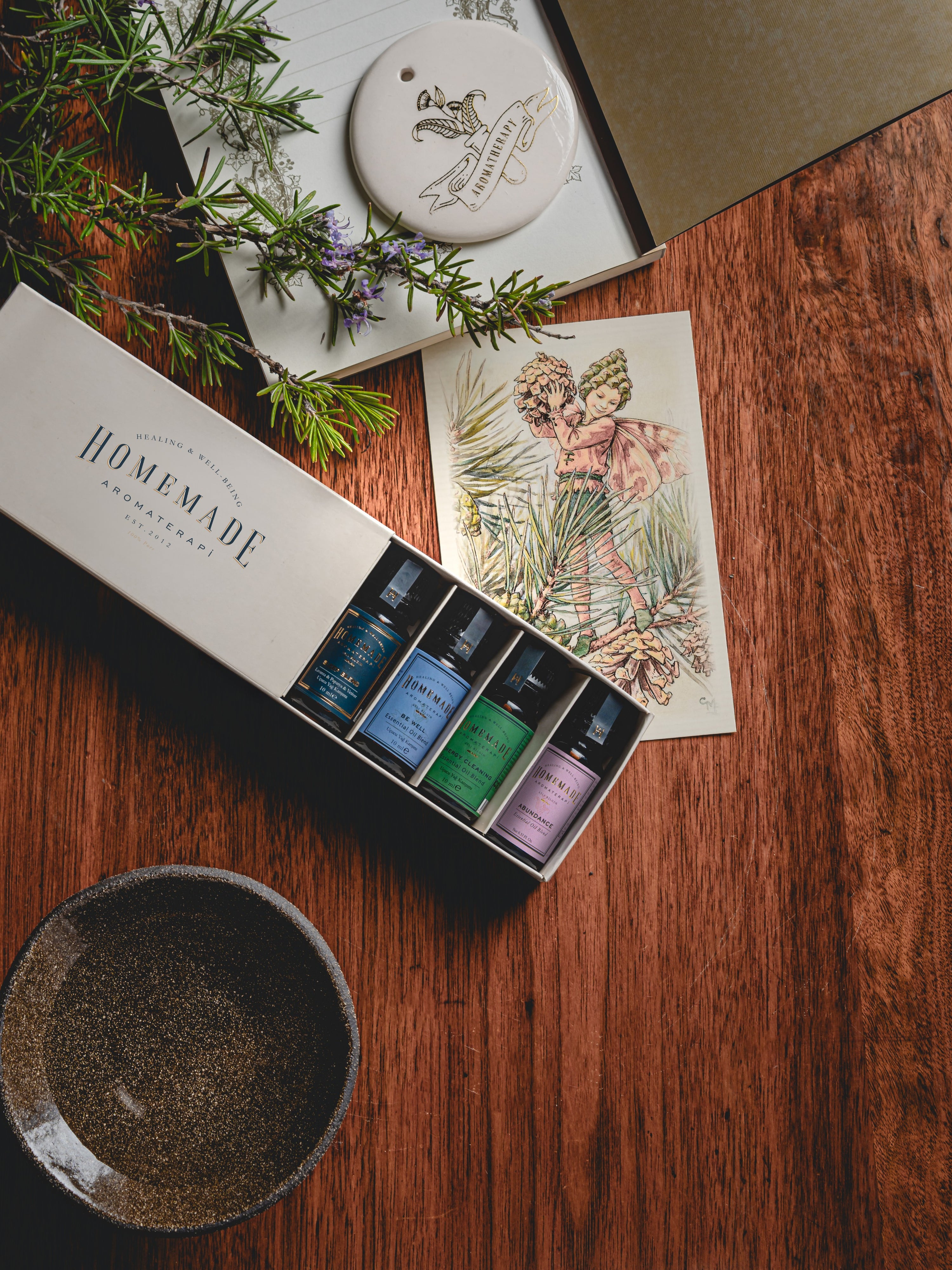 HMA | Essential Oil Blend Set | 4 Piece Wellness Collection (4 × 10 mL) | HomeMade Aromaterapi