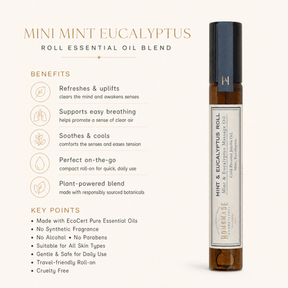 HMA | Essential Oil Blend Mini Roll | Mint and Eucalyptus Blend | 0.33 FL Oz. | HomeMade Aromaterapi - Klearus