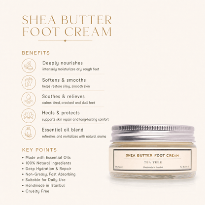 HMA | Shea Butter Foot Cream with Tea Tree | Intense Hydration &amp; Care | 1.41 Oz. | HomeMade Aromaterapi - Klearus