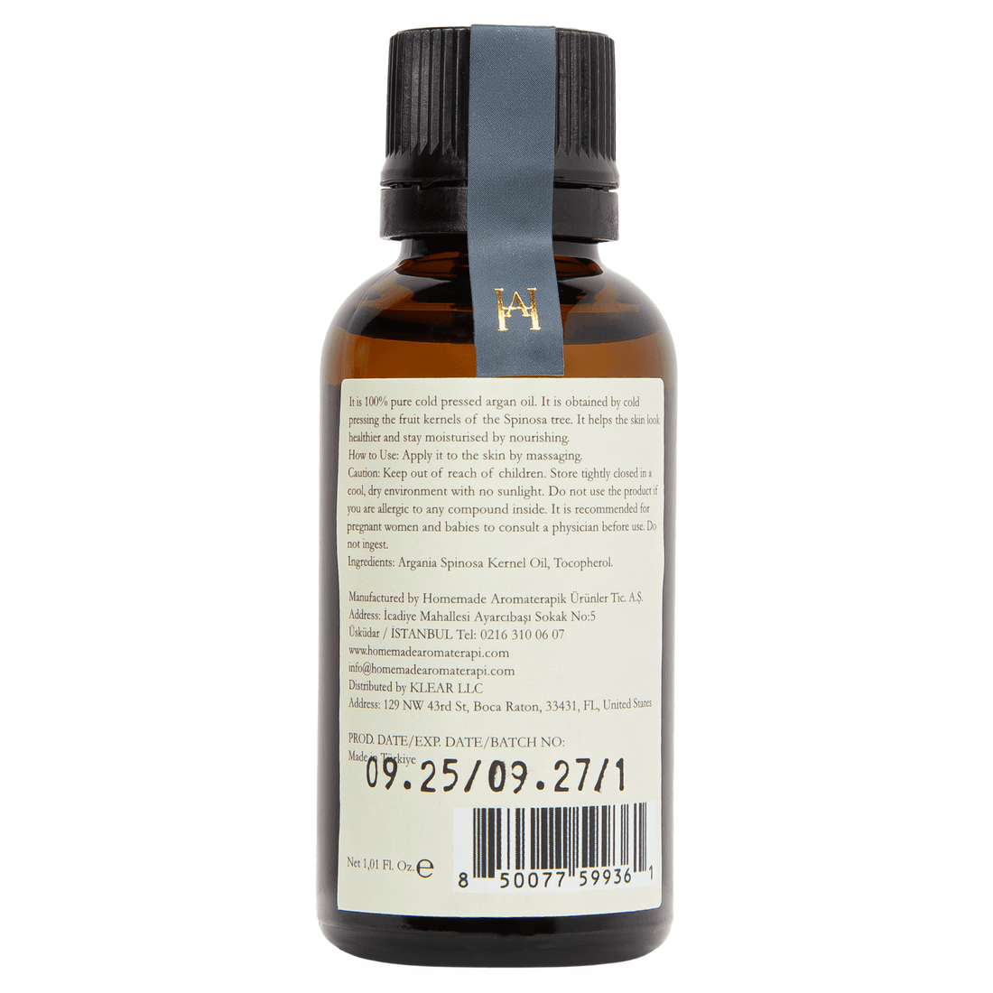 Homemade Aromaterapi | 100 Percent Pure Cold Pressed Argan Oil 1 fl oz - Klearus