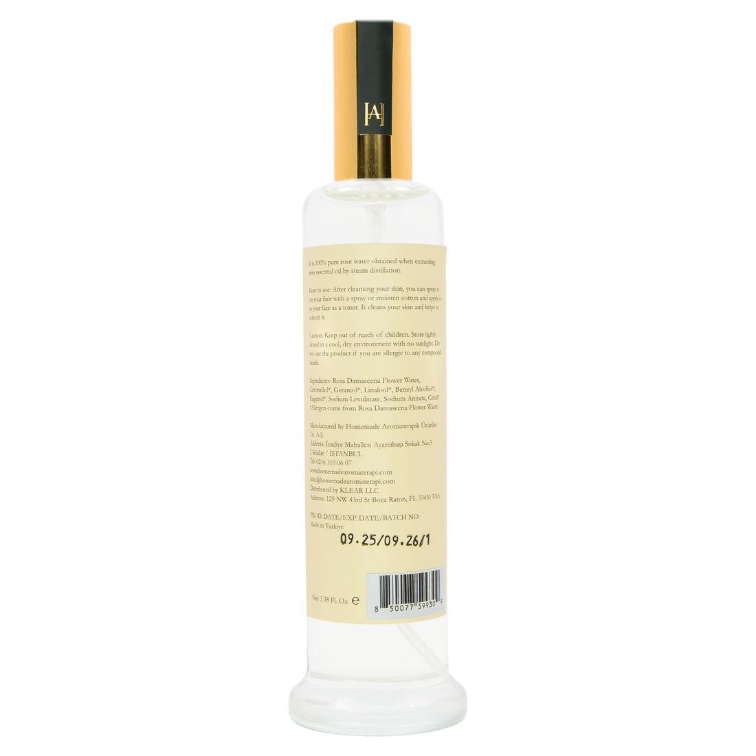 Homemade Aromaterapi | 100 Percent Pure Rose Water 3.38 fl oz - Klearus