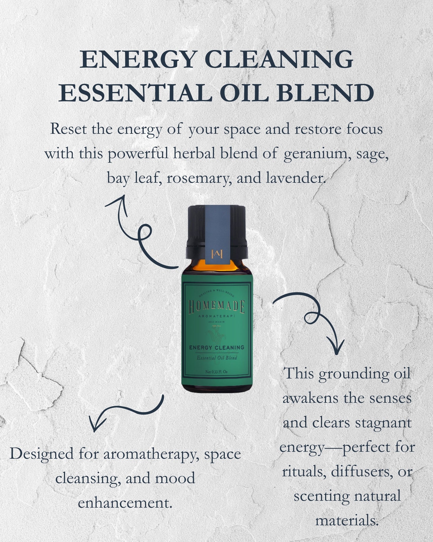 Homemade Aromaterapi | Energy Cleaning Essential Oil Blend – Uplifting &amp; Clarifying – 0.33 FL Oz. - Klearus