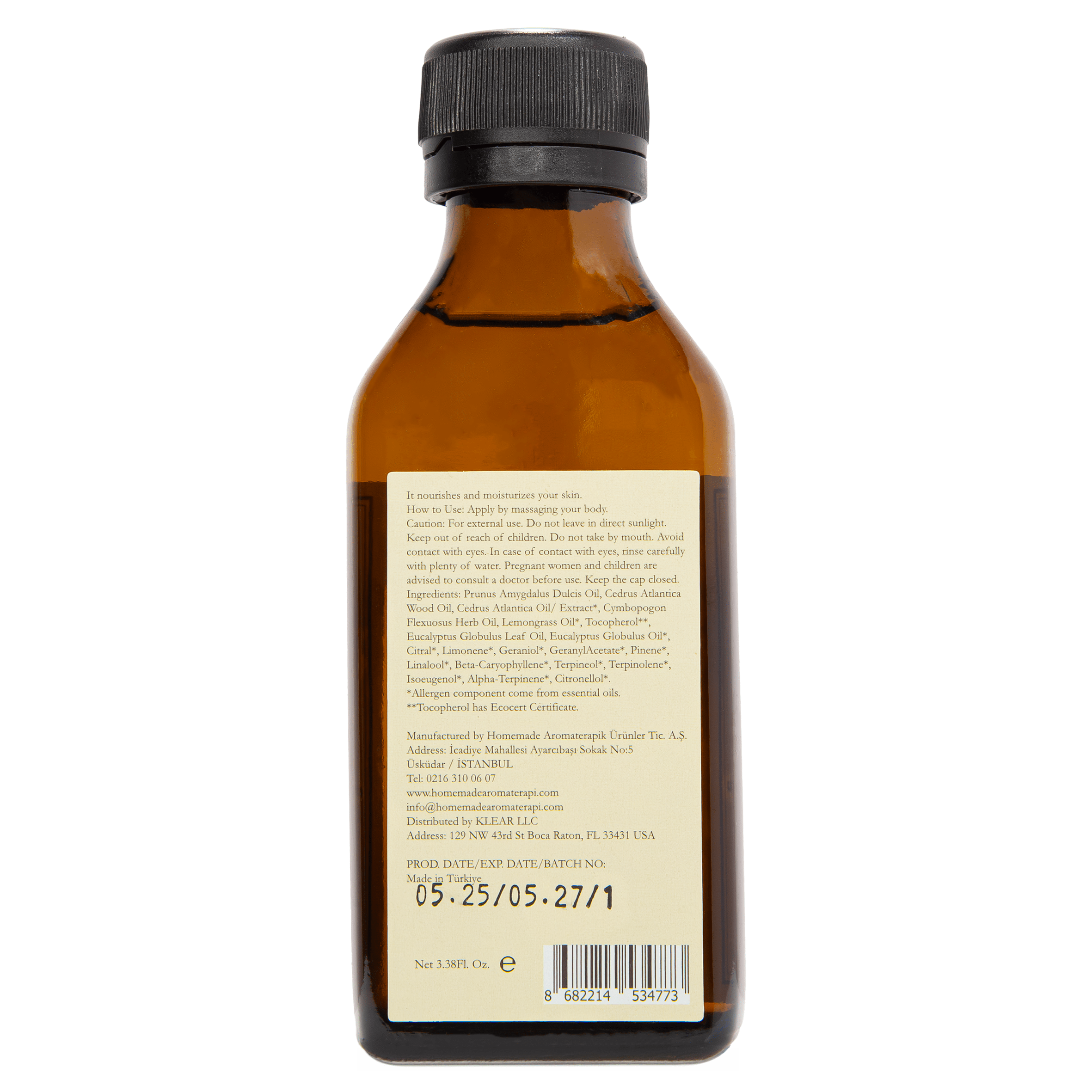 Homemade Aromaterapi | Lemongrass, Cedarwood &amp; Eucalyptus Massage Oil – Invigorating &amp; Soothing – 3.38 FL Oz. - Klearus