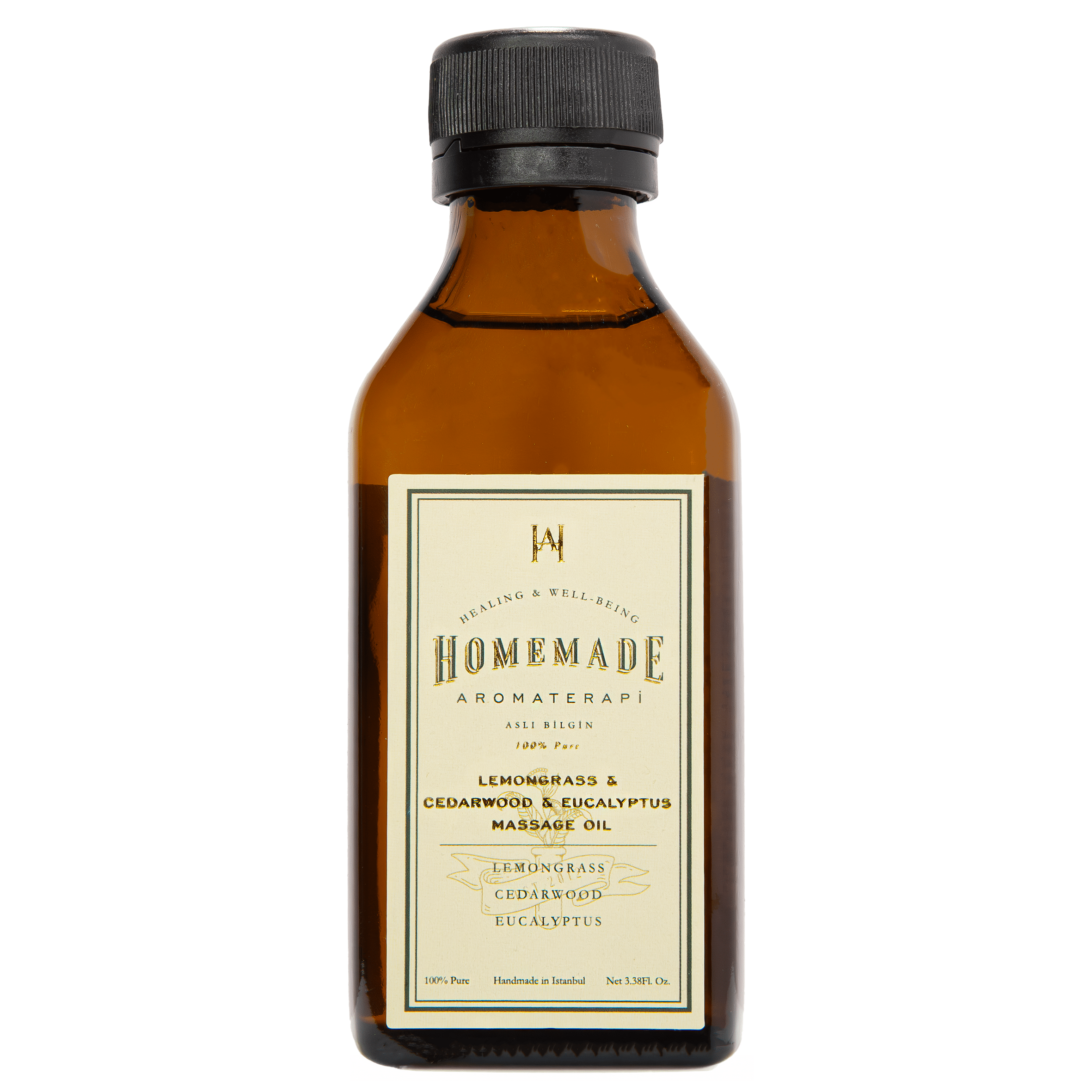 Homemade Aromaterapi | Lemongrass, Cedarwood &amp; Eucalyptus Massage Oil – Invigorating &amp; Soothing – 3.38 FL Oz. - Klearus