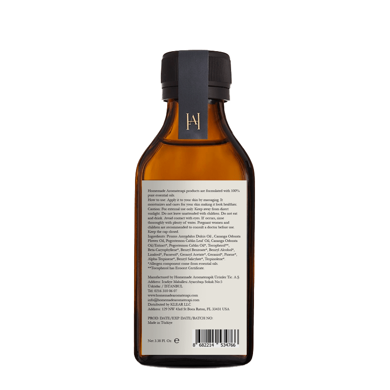 Homemade Aromaterapi | Ylang Ylang Massage Oil – Sensual Floral + Cold Pressed Almond Oil – 3.38 FL Oz. - Klearus