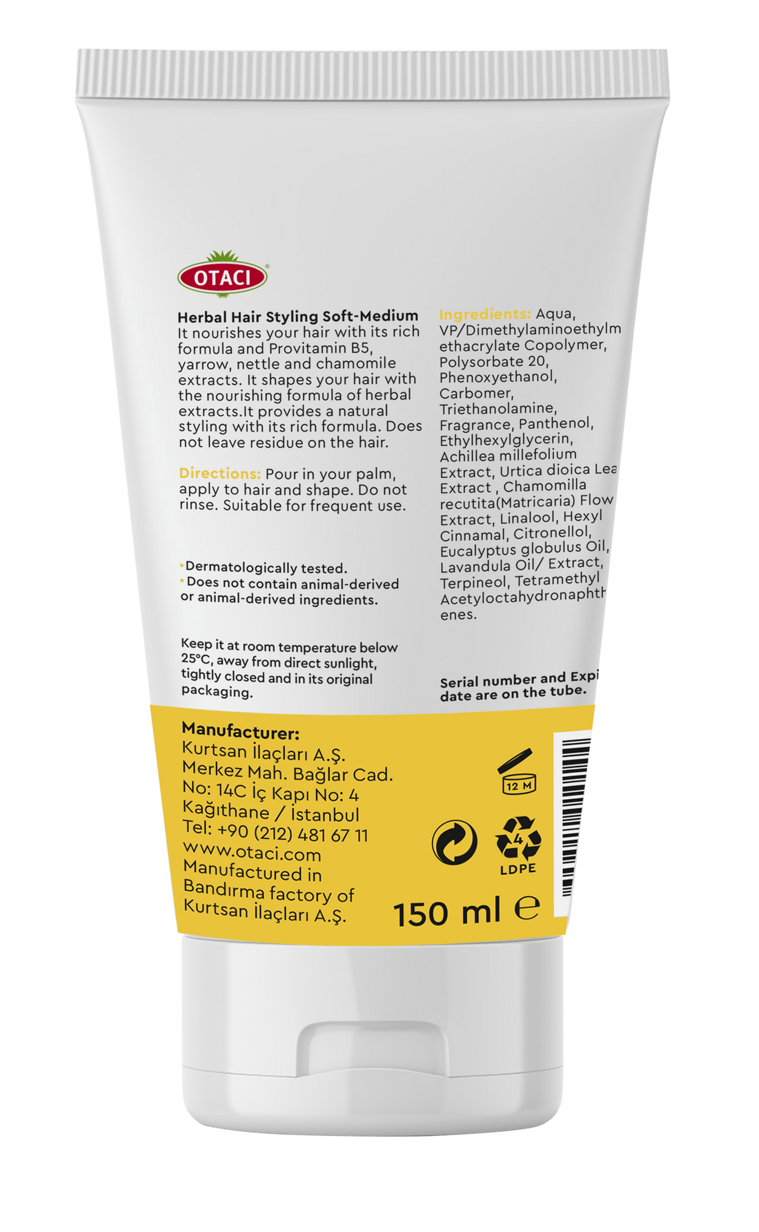 Otaci | Herbal Hair Styling Gel – Soft to Medium Hold with Yarrow, Nettle & Chamomile - Klearus